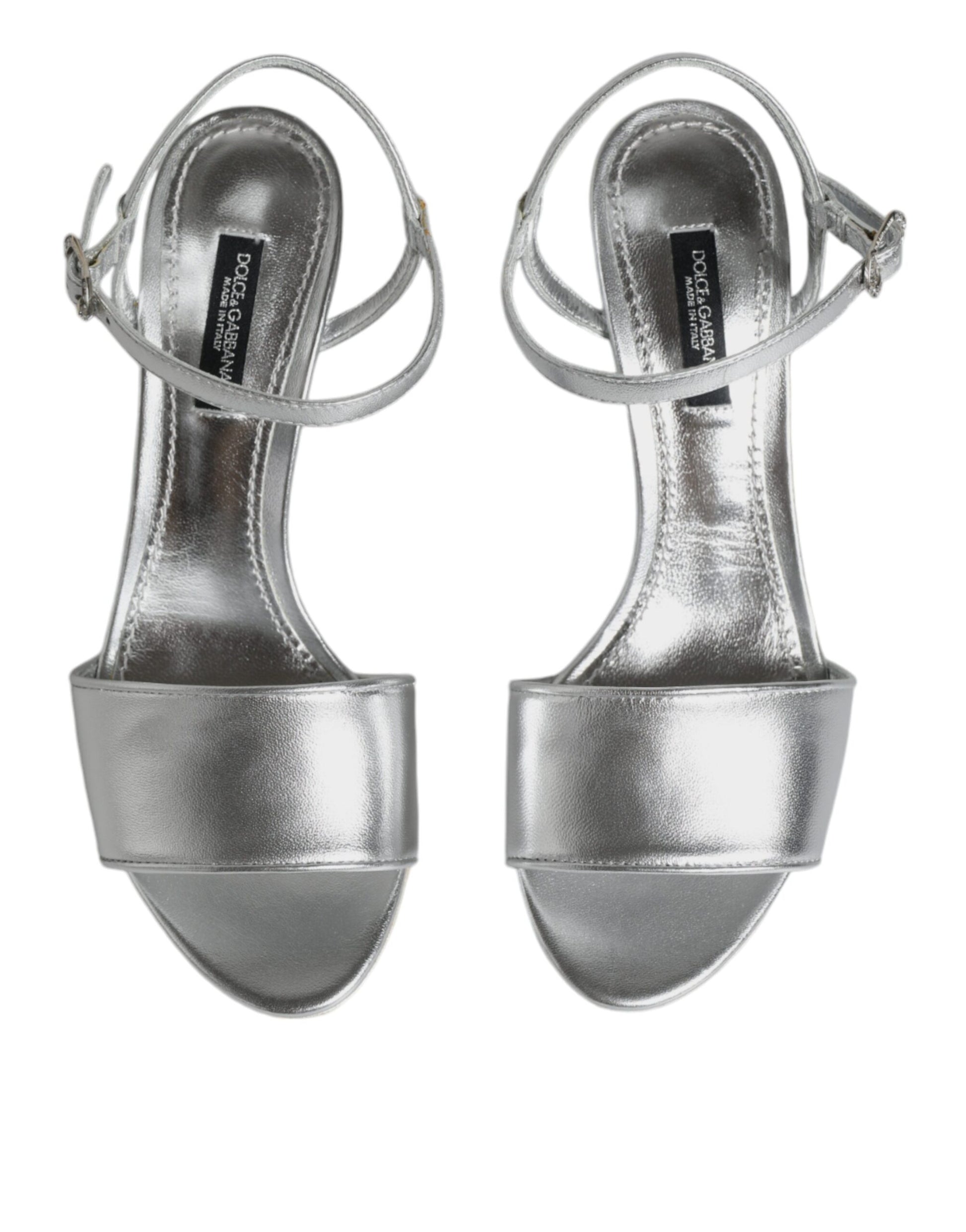 Sandales à talons et bride cheville Dolce &amp; Gabbana argentées KEIRA
