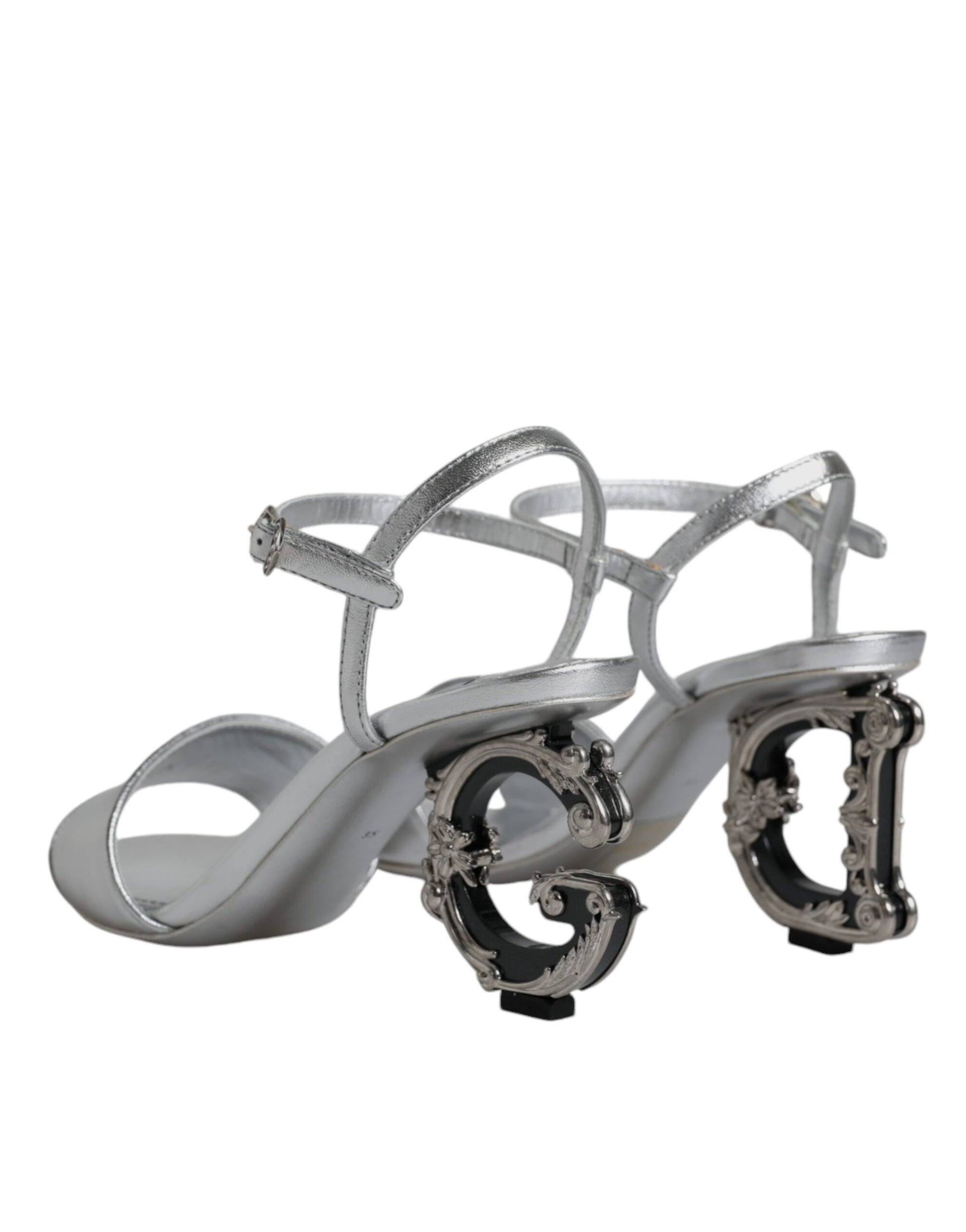 Sandales à talons et bride cheville Dolce &amp; Gabbana argentées KEIRA