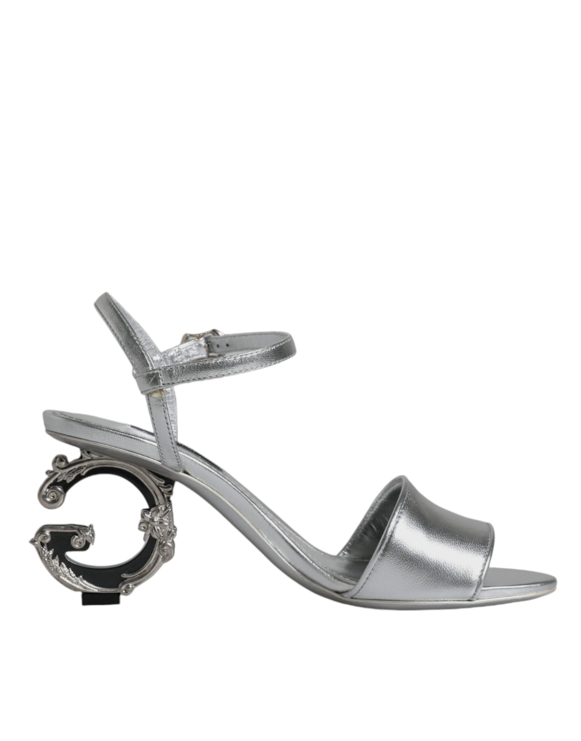 Sandales à talons et bride cheville Dolce &amp; Gabbana argentées KEIRA