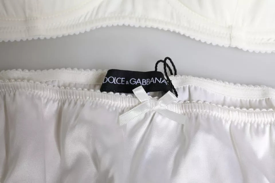 Soutien-gorge balconnet en soie stretch blanche Dolce &amp; Gabbana