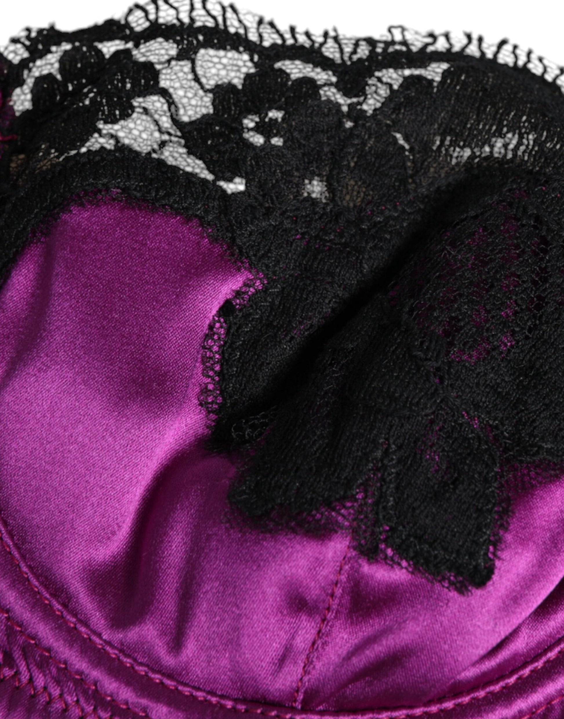 Soutien-gorge balconnet à armatures en soie violette Dolce &amp; Gabbana