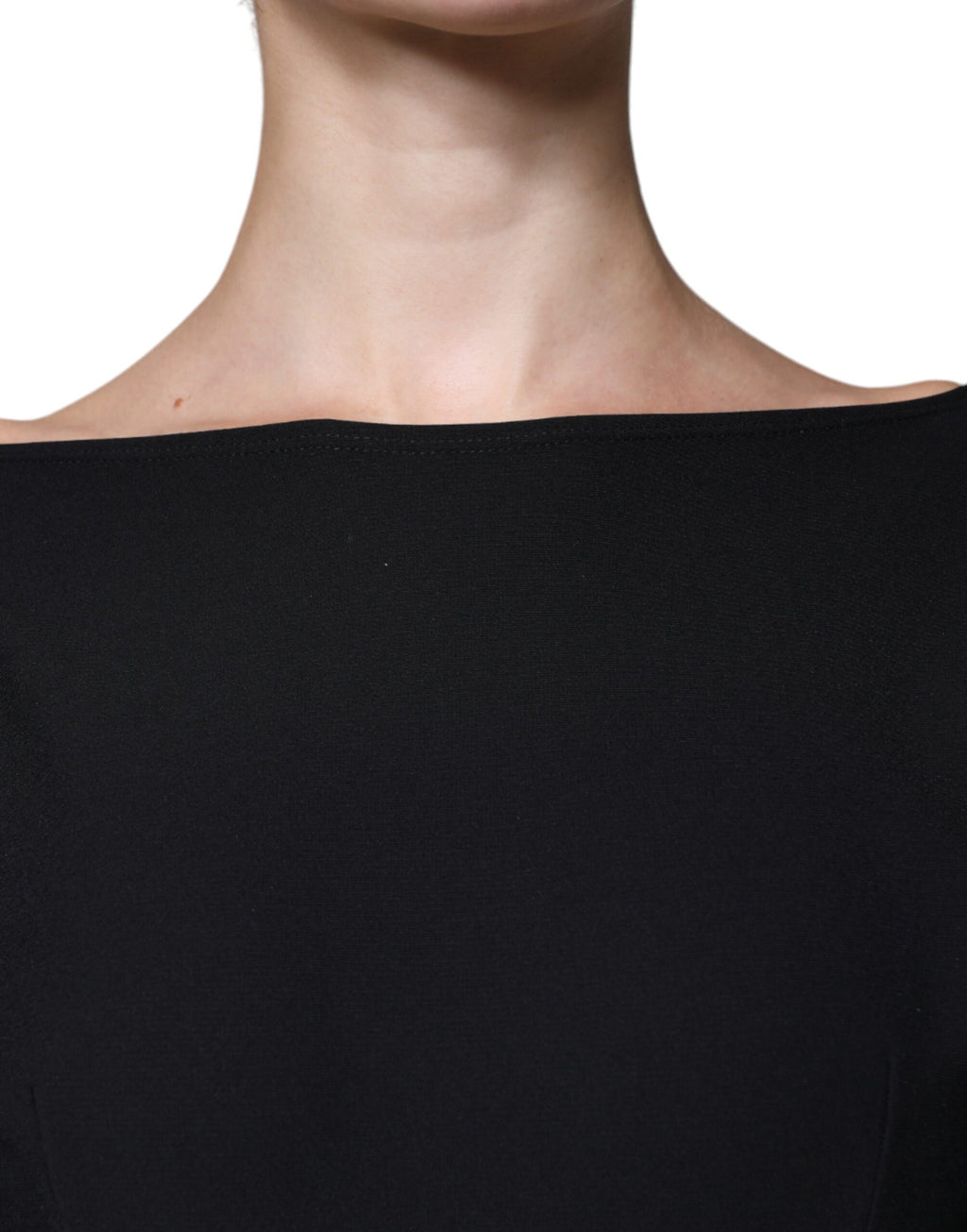 Robe courte trapèze à manches longues en viscose noire Dolce &amp; Gabbana