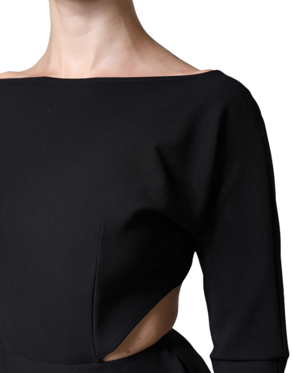 Robe courte trapèze à manches longues en viscose noire Dolce &amp; Gabbana