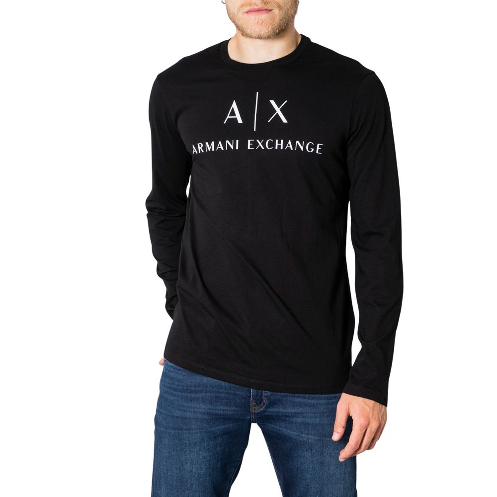 Chemise à manches longues en coton noir Armani Exchange