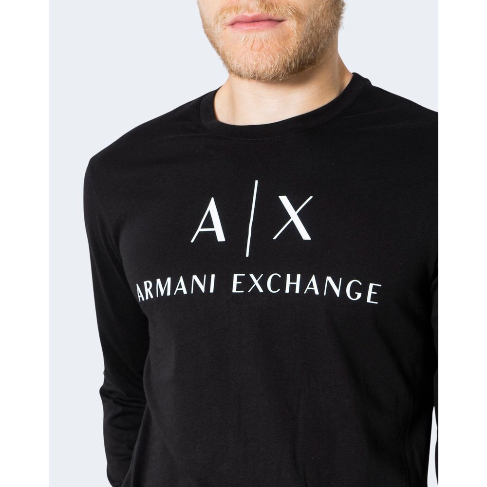 Chemise à manches longues en coton noir Armani Exchange