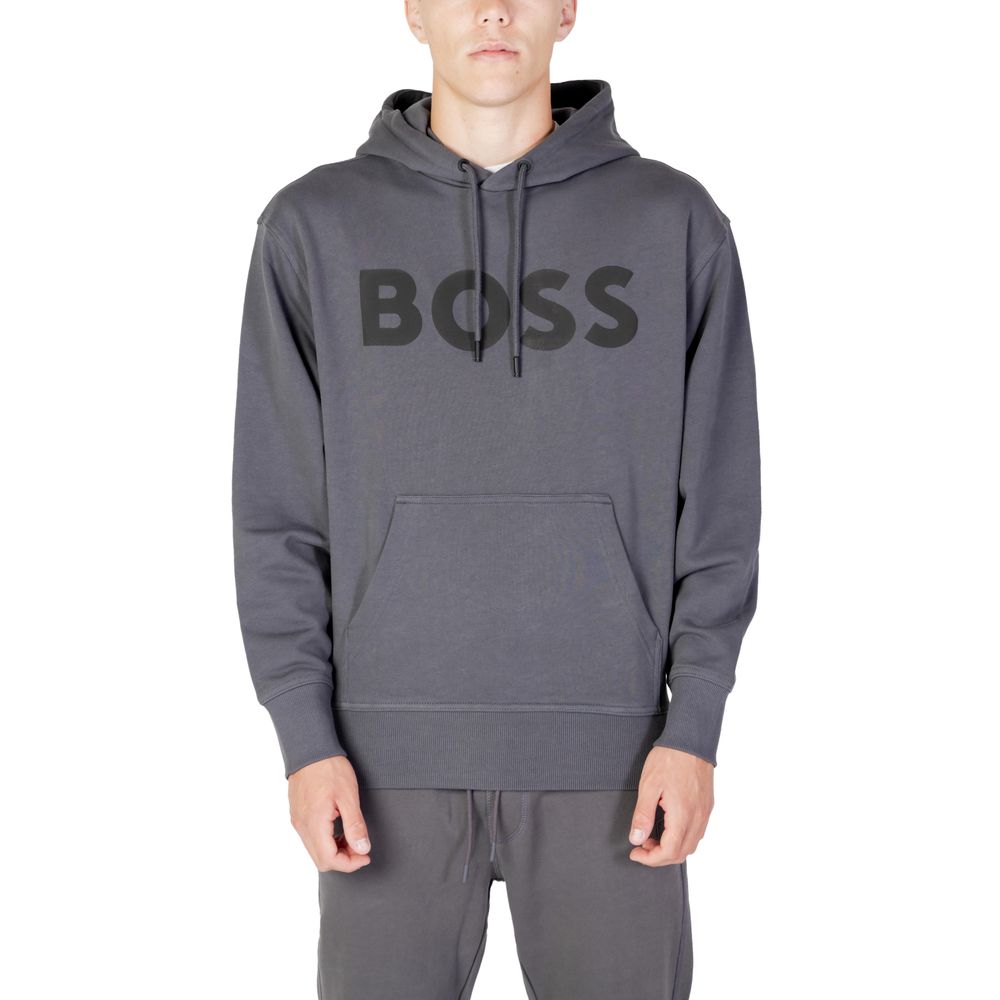 Sweat à capuche en coton gris Hugo Boss