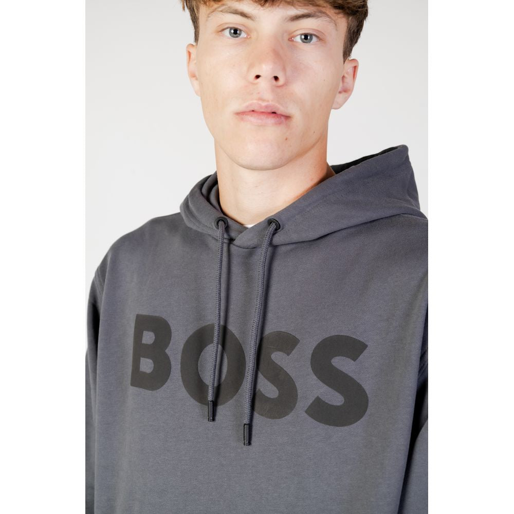 Sweat à capuche en coton gris Hugo Boss