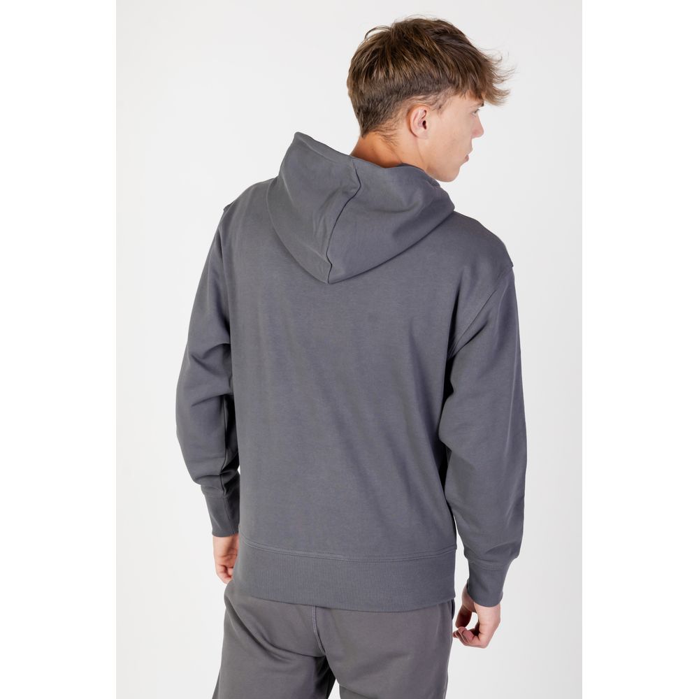 Sweat à capuche en coton gris Hugo Boss