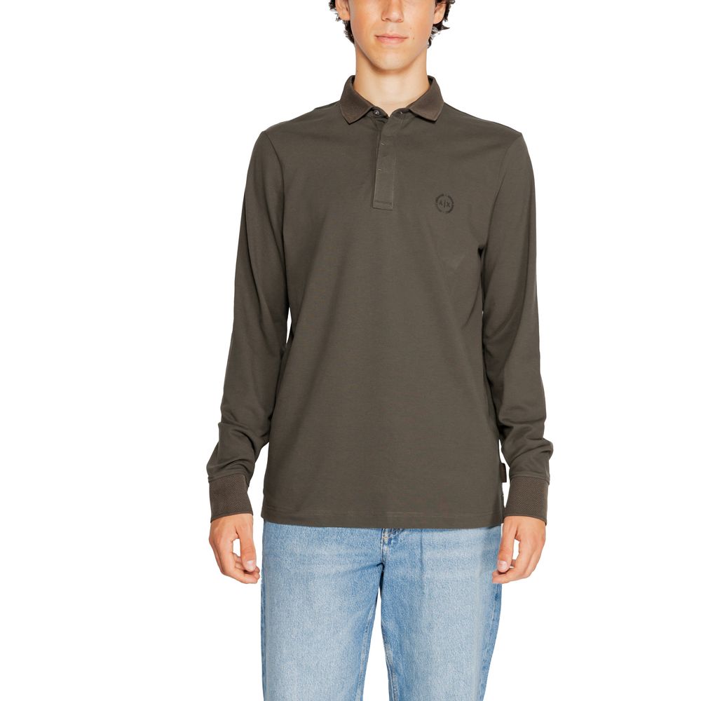 Chemise à manches longues en coton vert Armani Exchange