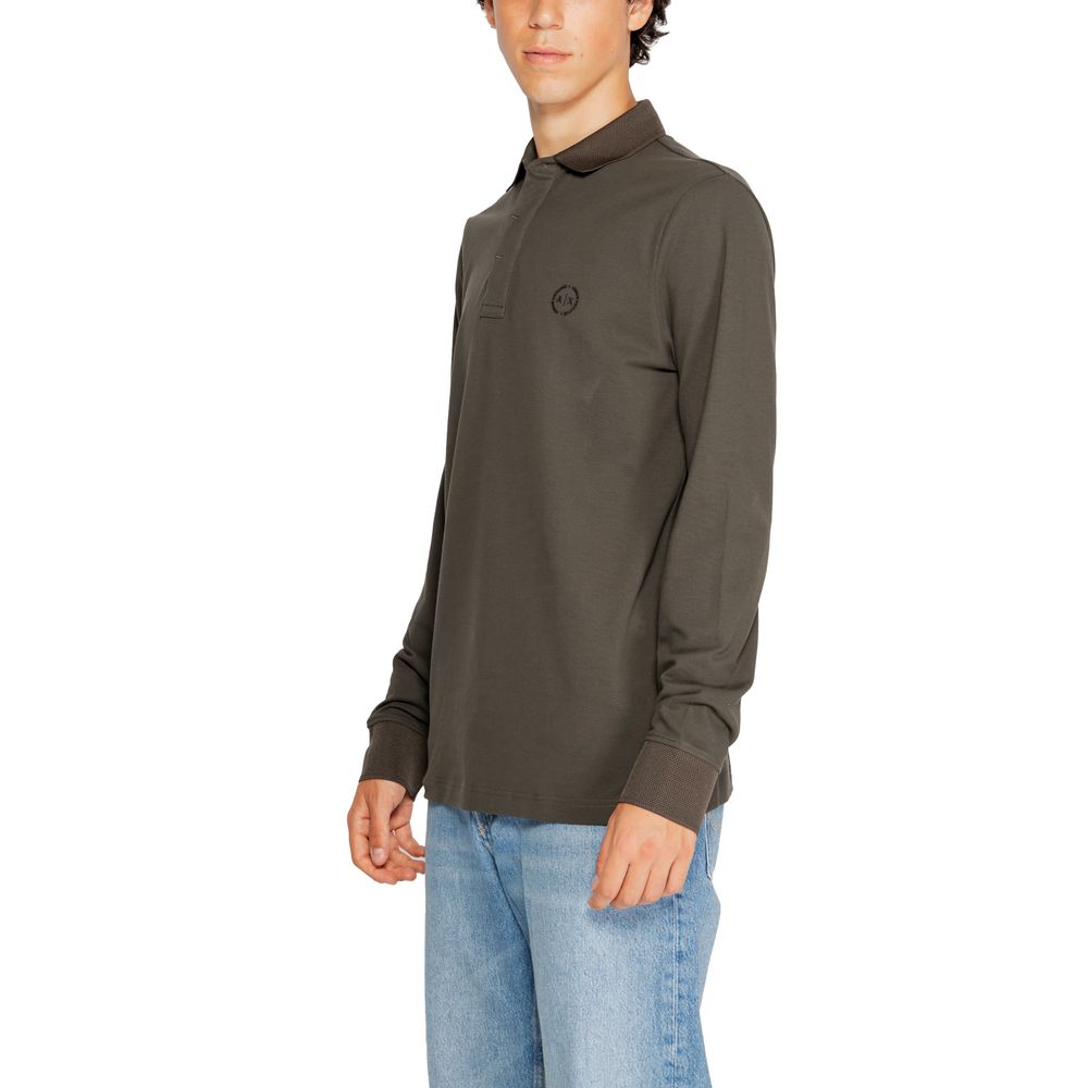 Chemise à manches longues en coton vert Armani Exchange