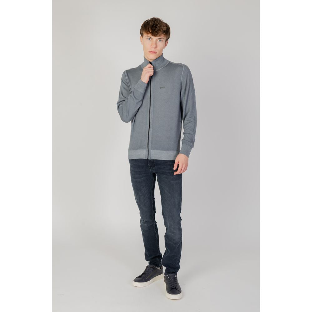 Cardigan en laine gris Hugo Boss
