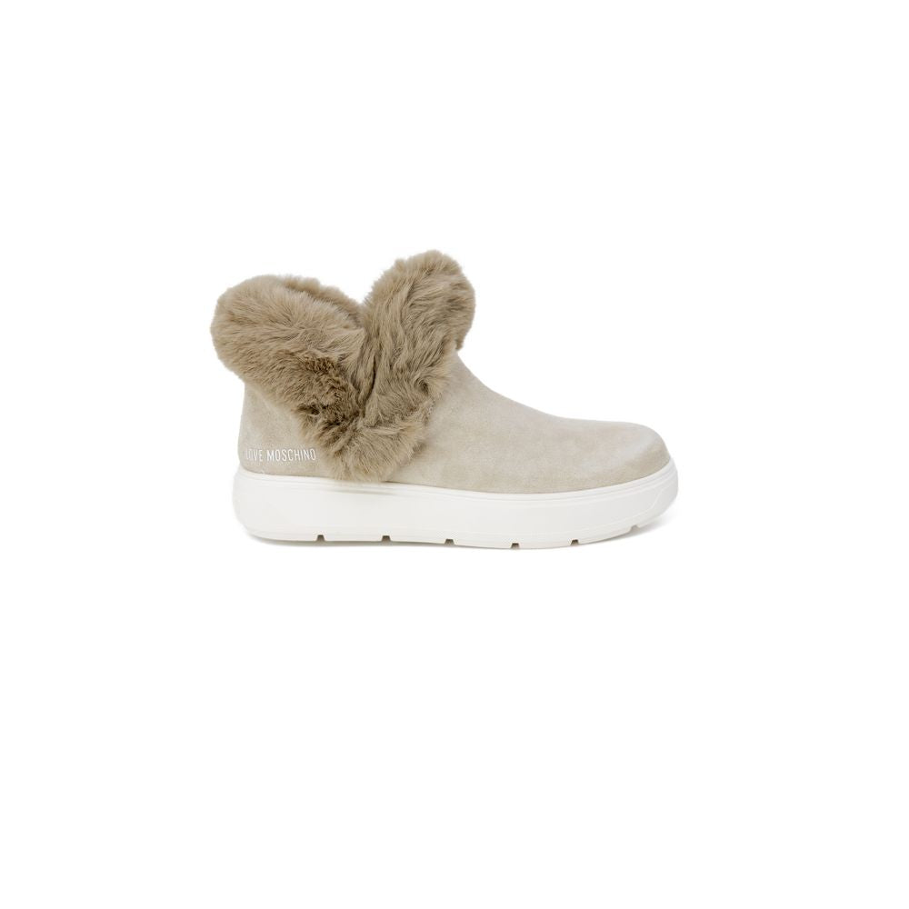 Baskets en cuir beige Love Moschino