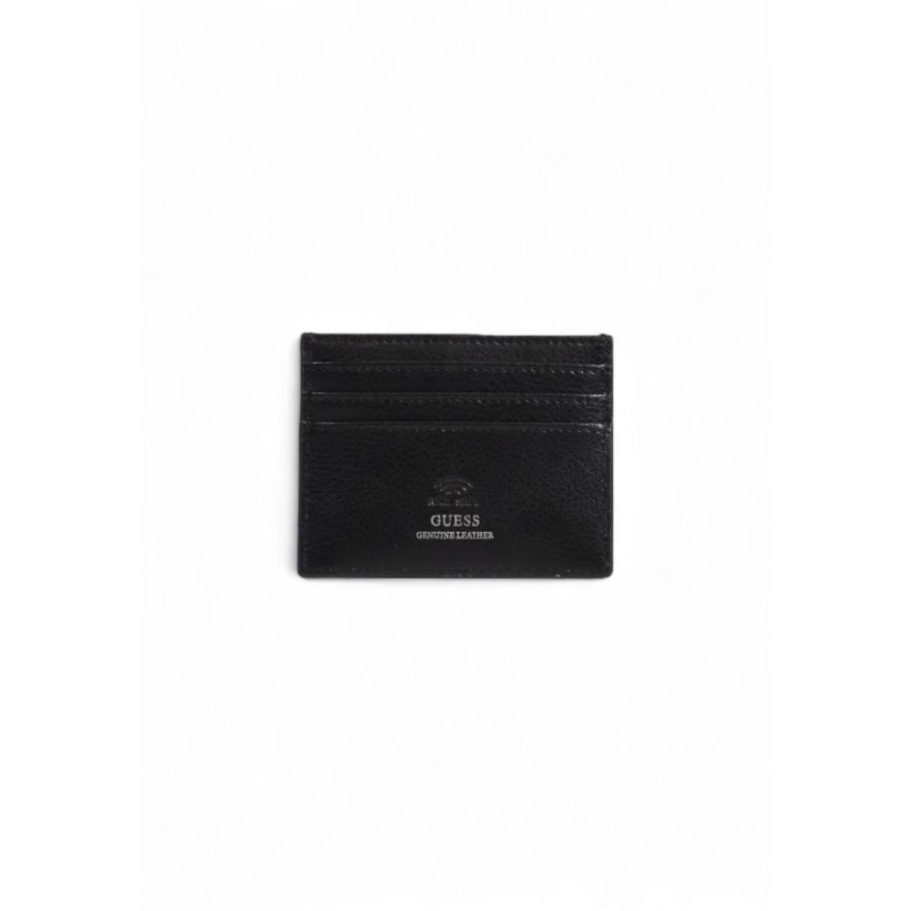 Porte-cartes en cuir noir Guess