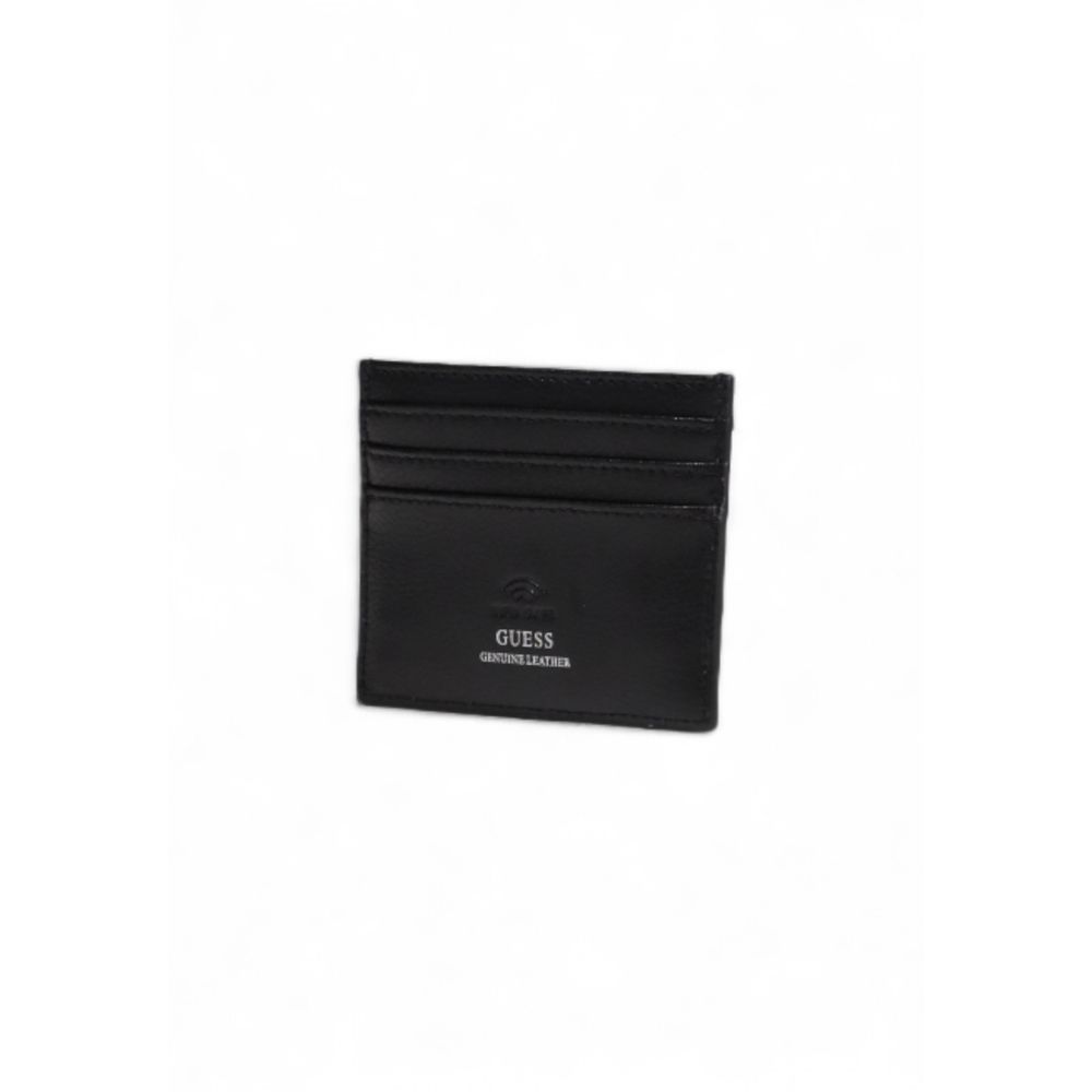 Porte-cartes en cuir noir Guess