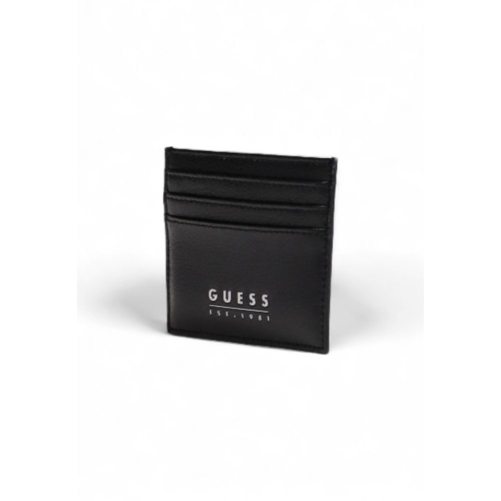Porte-cartes en cuir noir Guess