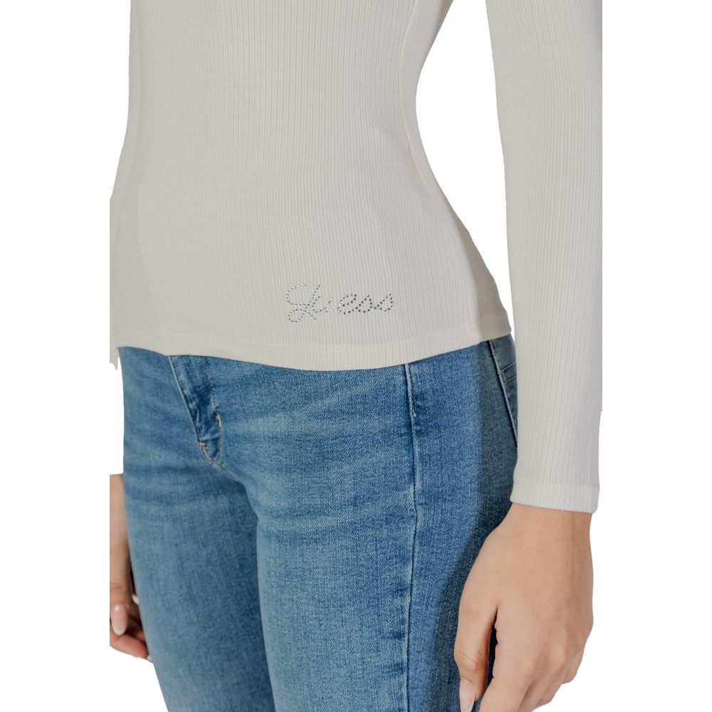 Chemise à manches longues en viscose crème Guess