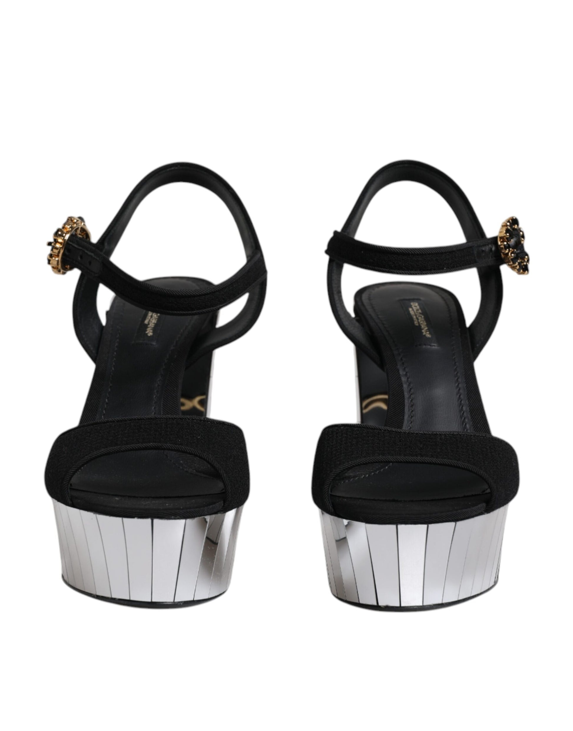 Sandales à plateforme et talons miroir noirs Dolce &amp; Gabbana