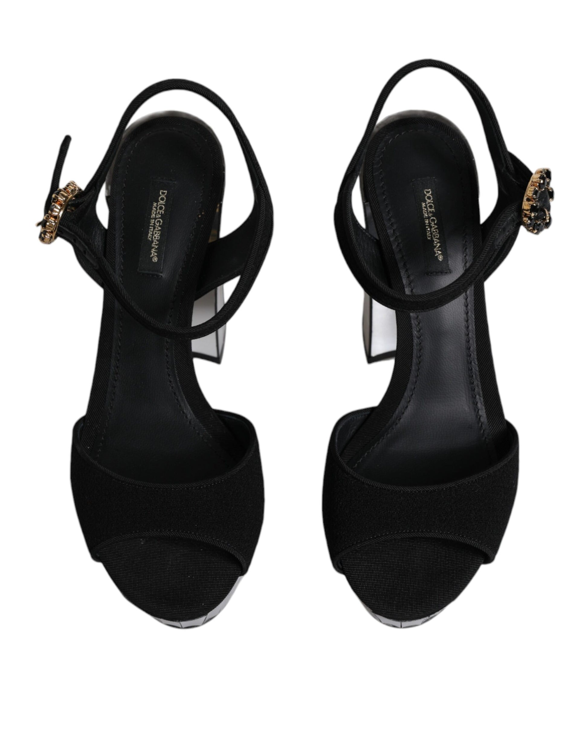 Sandales à plateforme et talons miroir noirs Dolce &amp; Gabbana