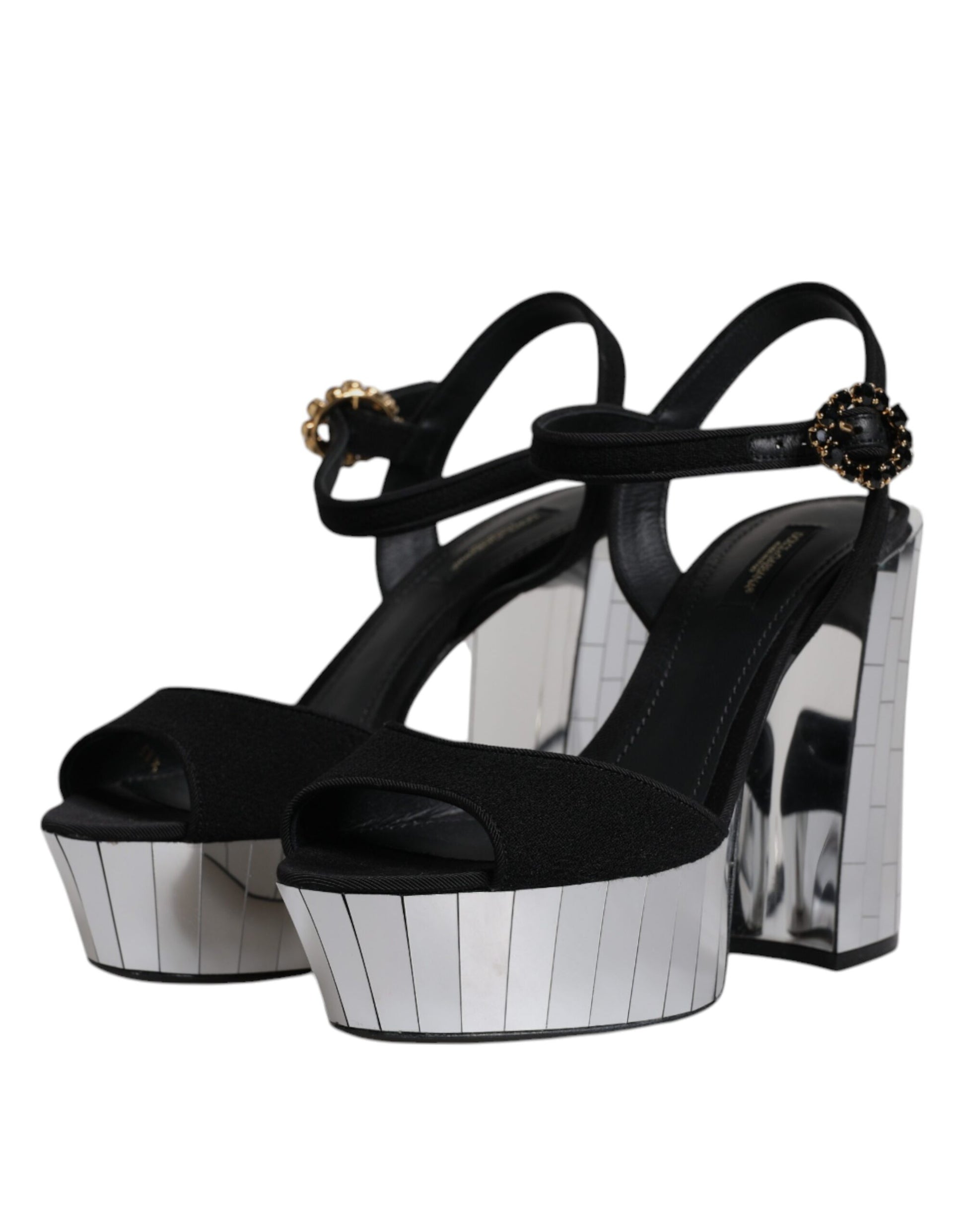 Sandales à plateforme et talons miroir noirs Dolce &amp; Gabbana