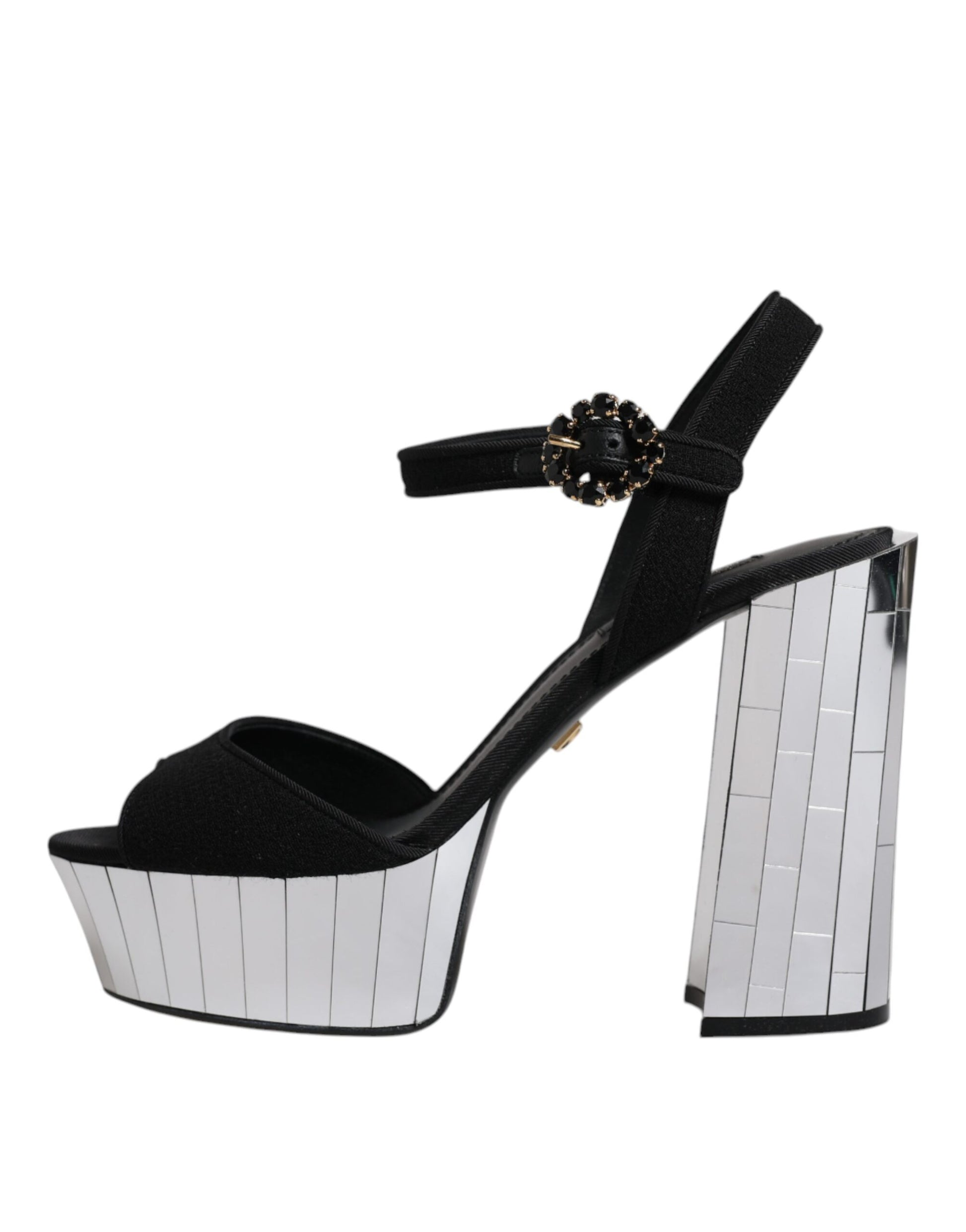 Sandales à plateforme et talons miroir noirs Dolce &amp; Gabbana