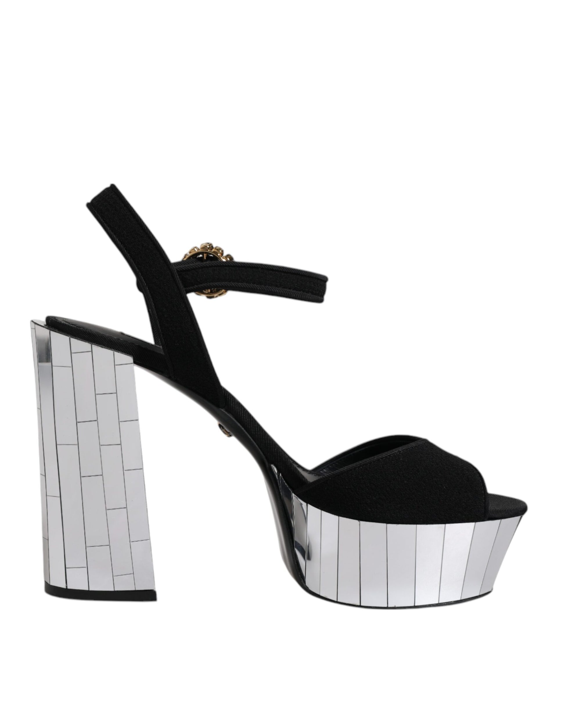 Sandales à plateforme et talons miroir noirs Dolce &amp; Gabbana