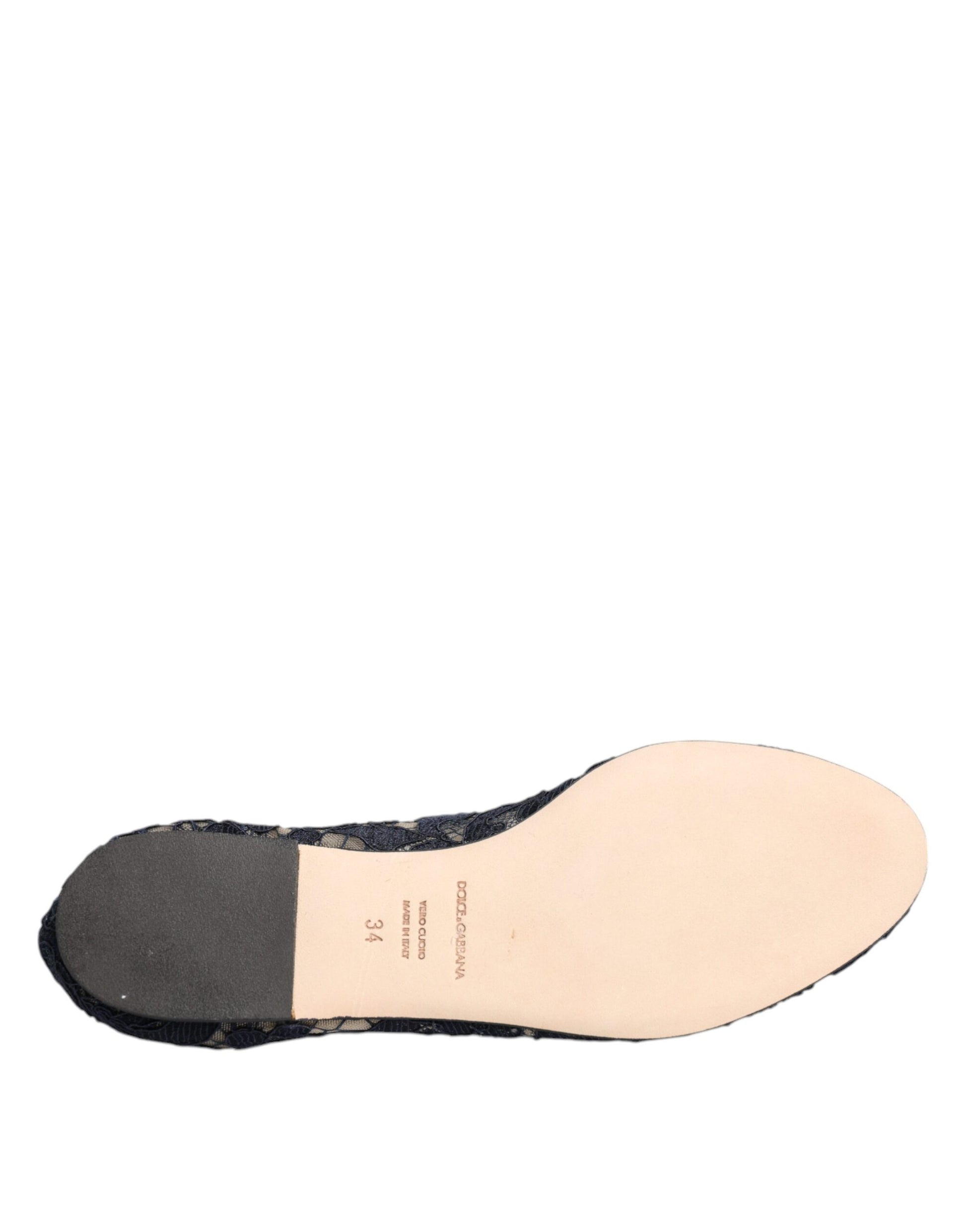 Chaussures plates Dolce &amp; Gabbana en dentelle bleue Taormina avec cristaux