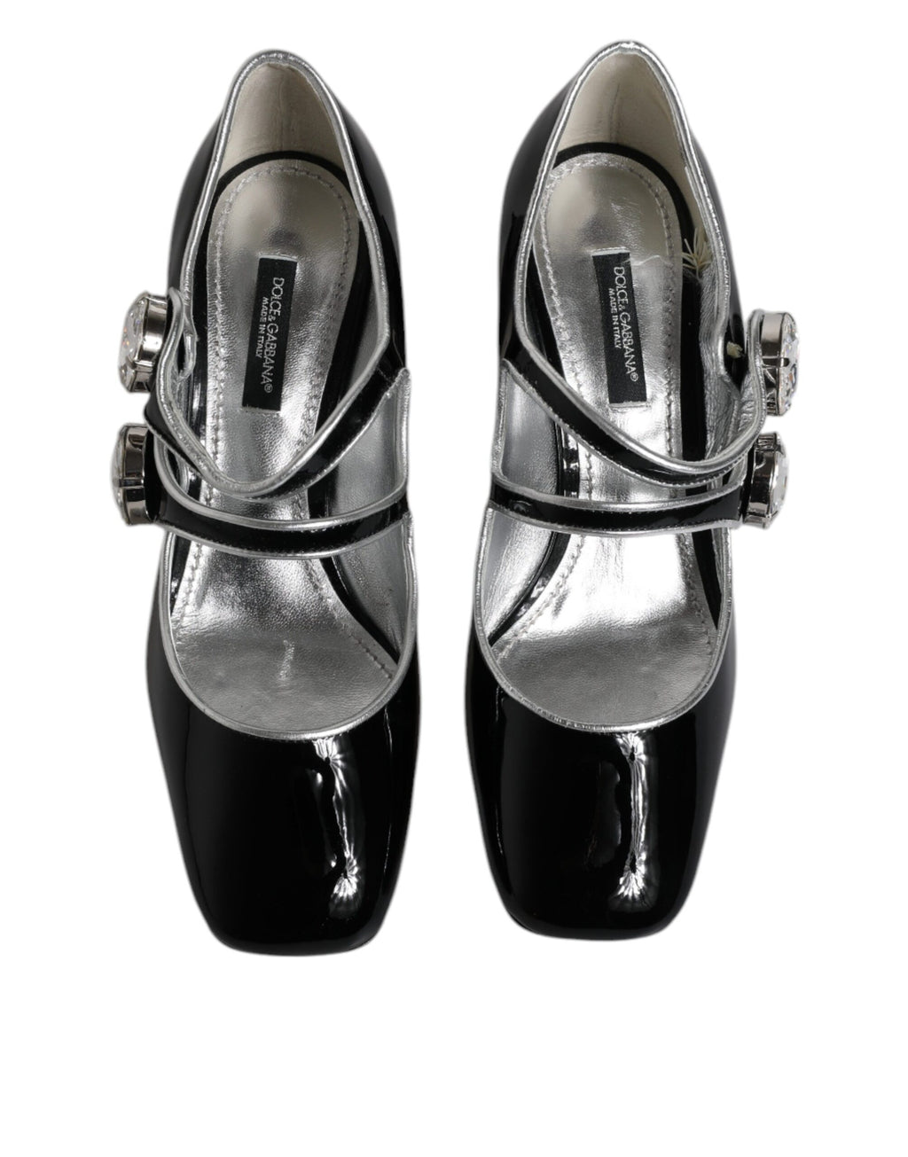 Escarpins Mary Jane en cuir verni noir et cristaux Dolce &amp; Gabbana