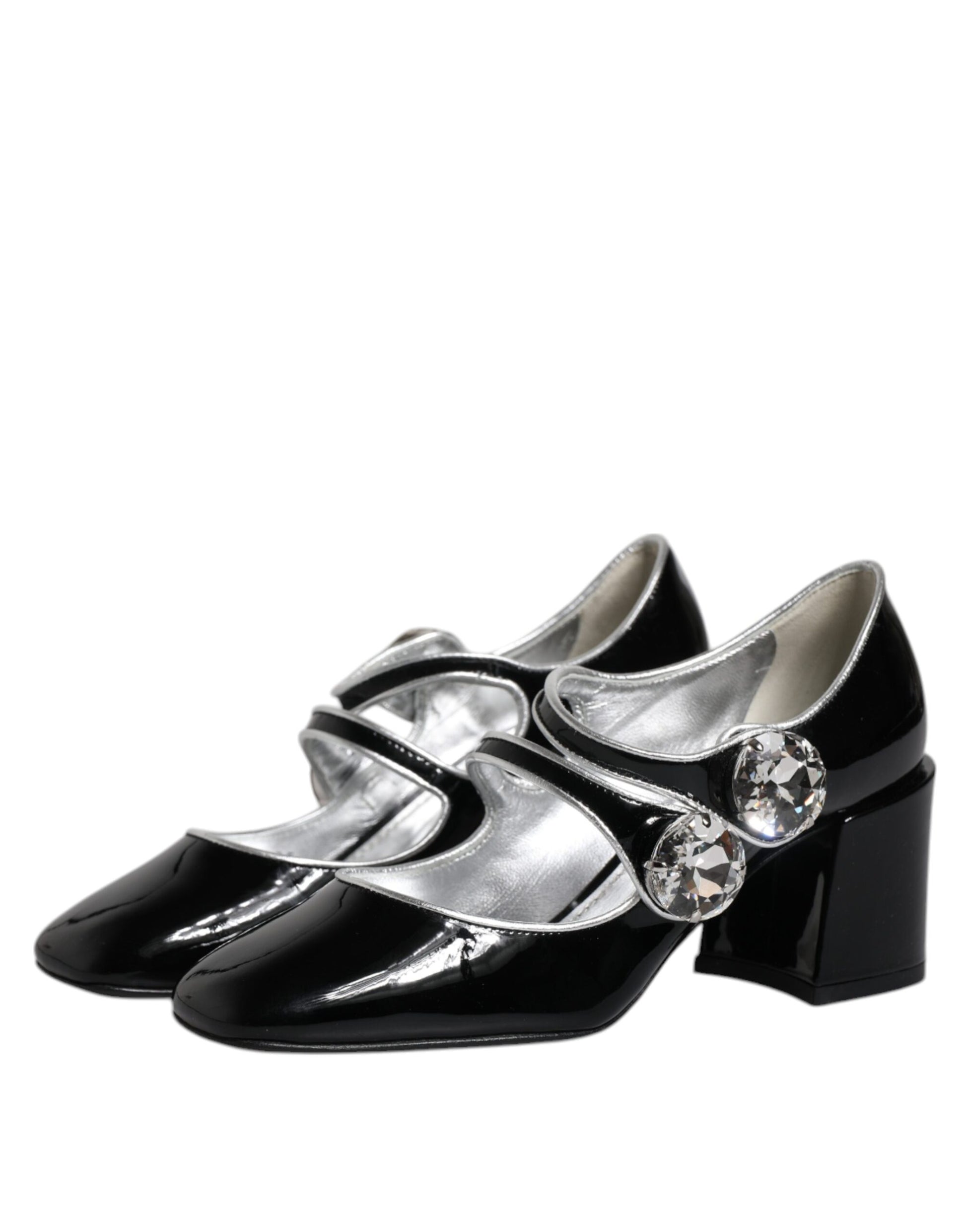 Escarpins Mary Jane en cuir verni noir et cristaux Dolce &amp; Gabbana