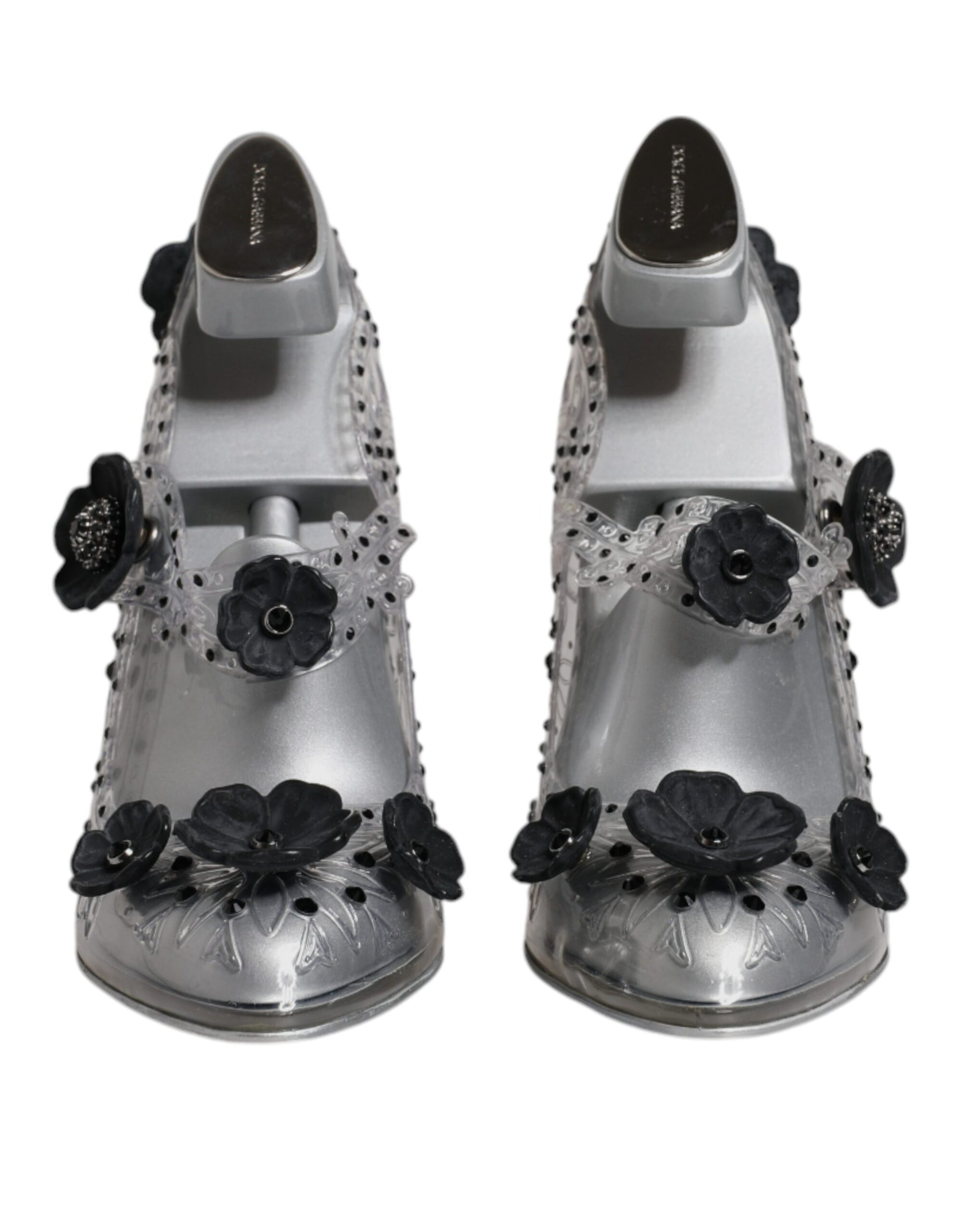 Chaussures à talons Dolce &amp; Gabbana CINDERELLA transparentes à fleurs et cristaux