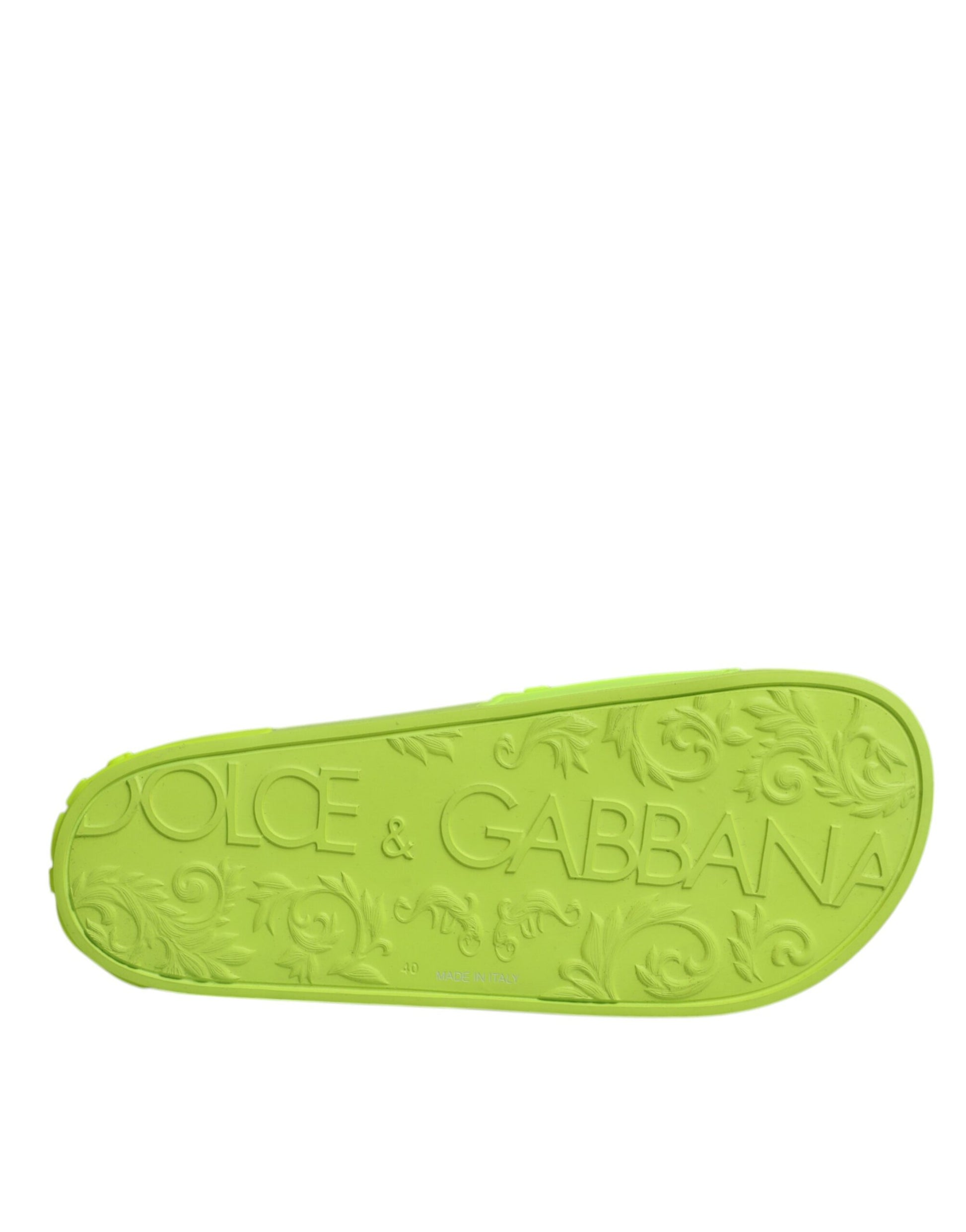 Sandales à enfiler en caoutchouc vert Dolce &amp; Gabbana, chaussures de plage
