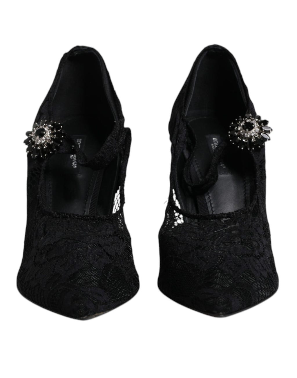 Escarpins Mary Jane en dentelle noire et cristaux Dolce &amp; Gabbana