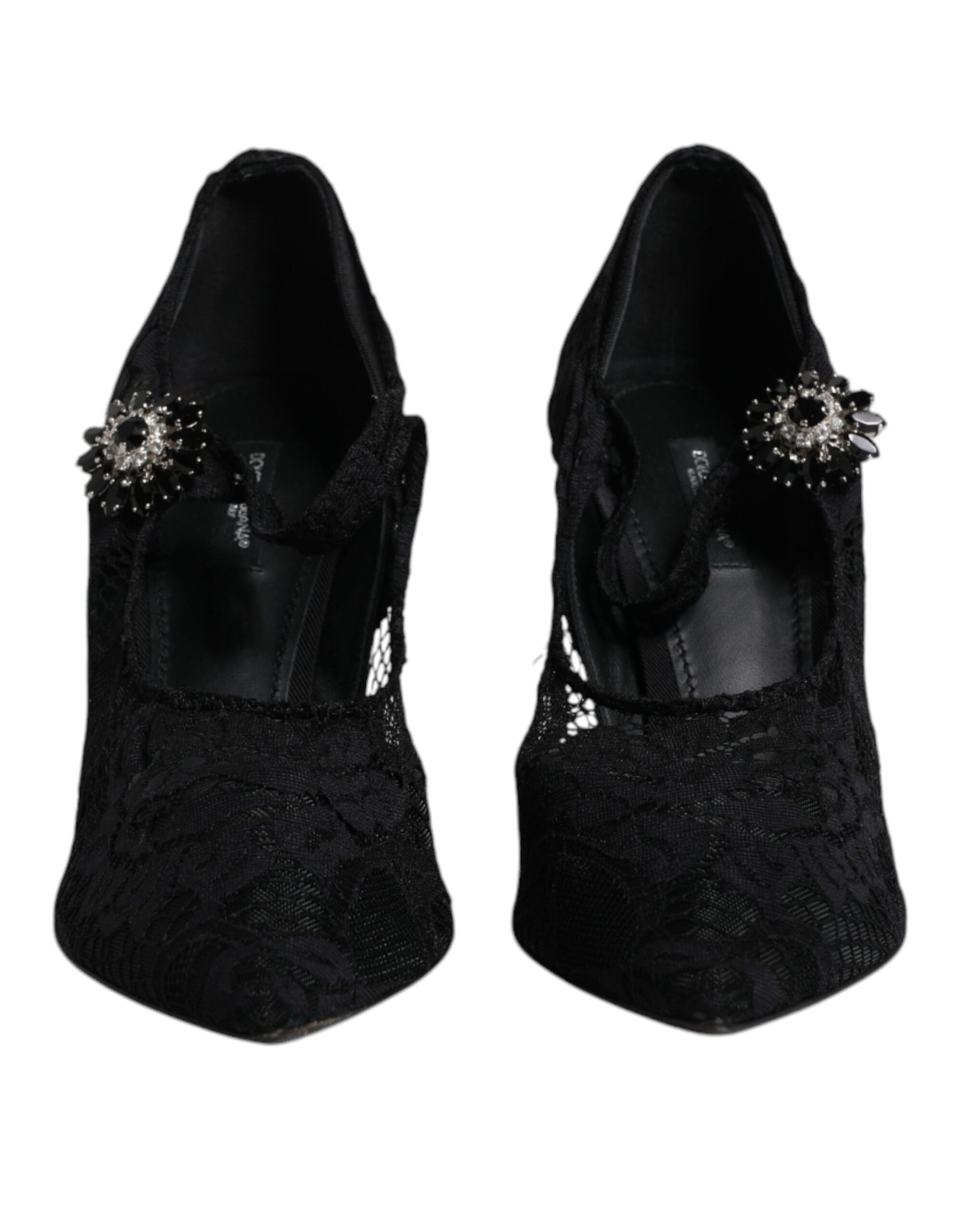 Escarpins Mary Jane en dentelle noire et cristaux Dolce &amp; Gabbana