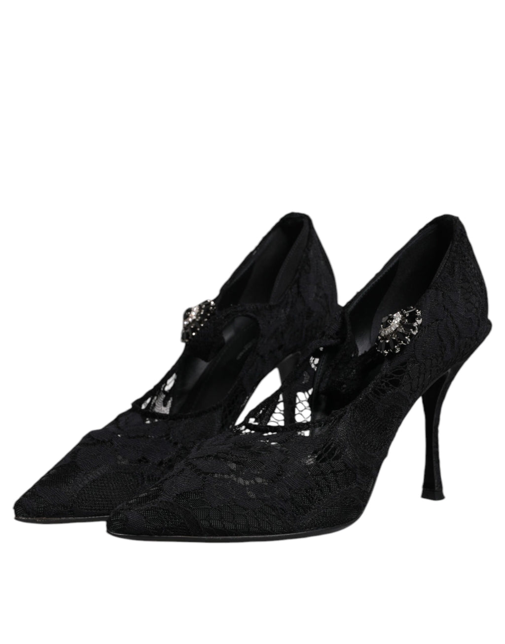 Escarpins Mary Jane en dentelle noire et cristaux Dolce &amp; Gabbana