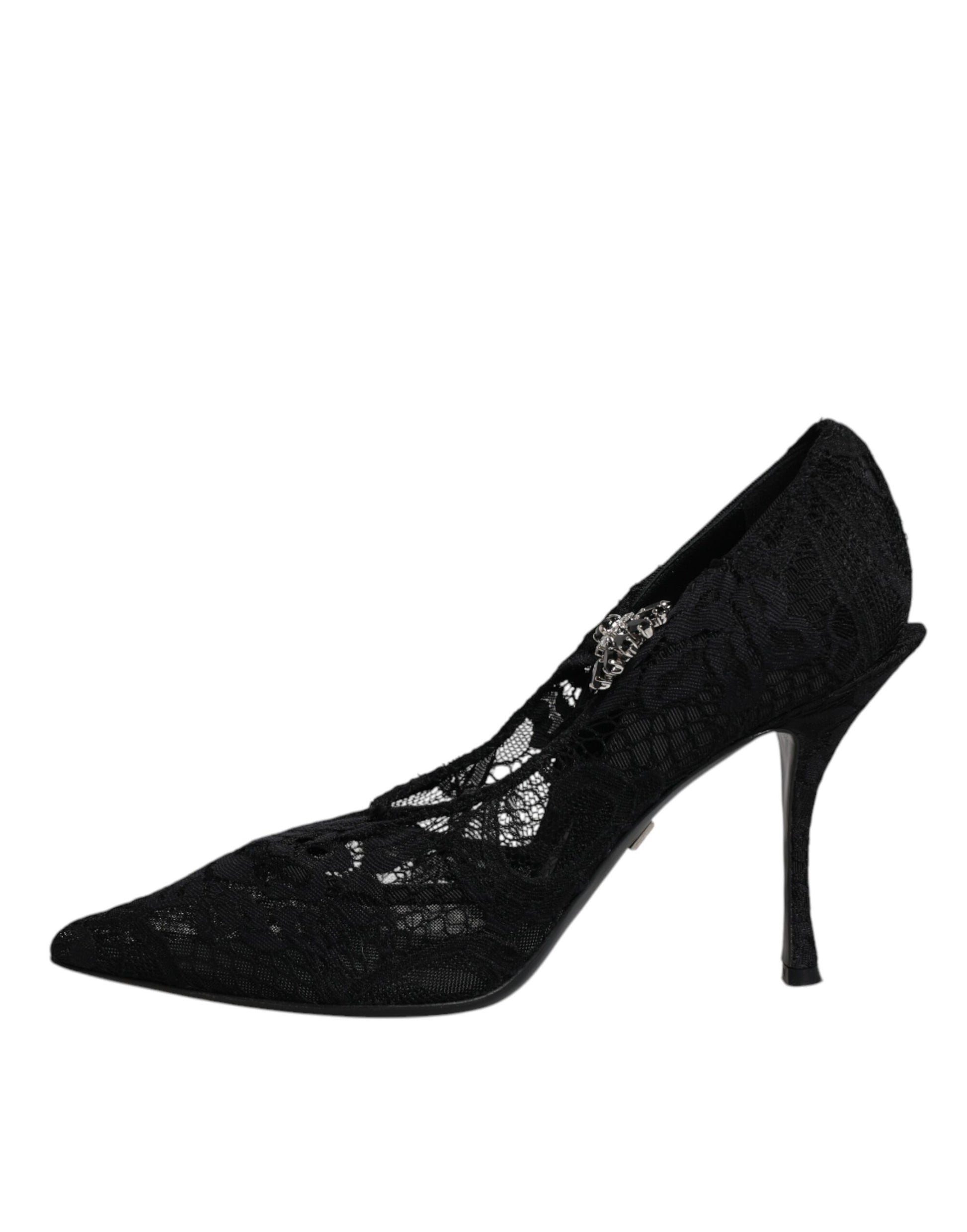 Escarpins Mary Jane en dentelle noire et cristaux Dolce &amp; Gabbana