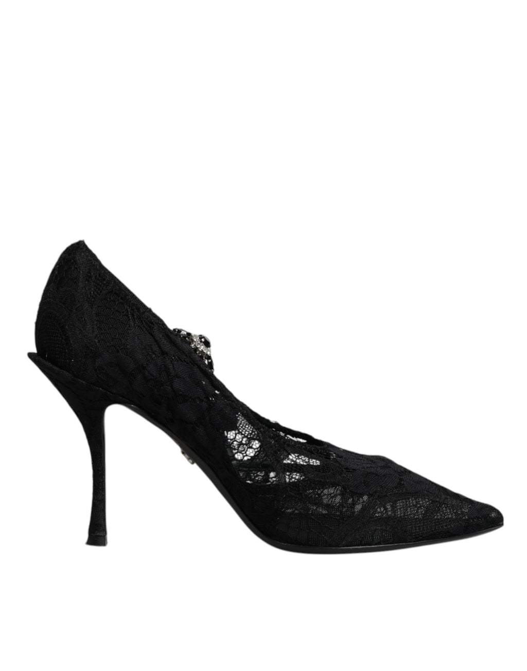 Escarpins Mary Jane en dentelle noire et cristaux Dolce &amp; Gabbana