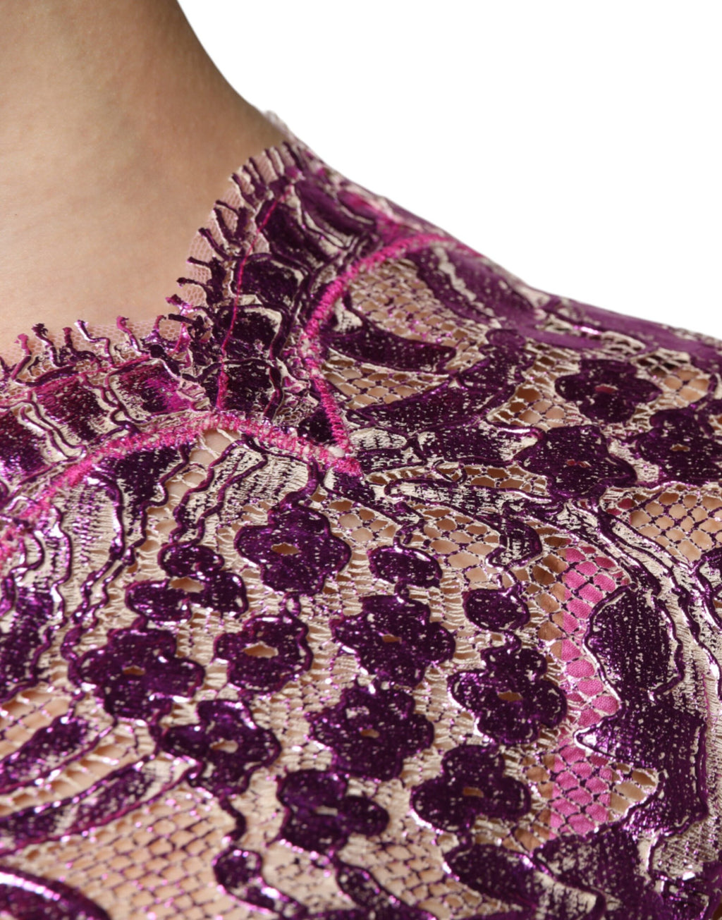 Mini-robe fourreau fleurie fuchsia métallisée Dolce &amp; Gabbana