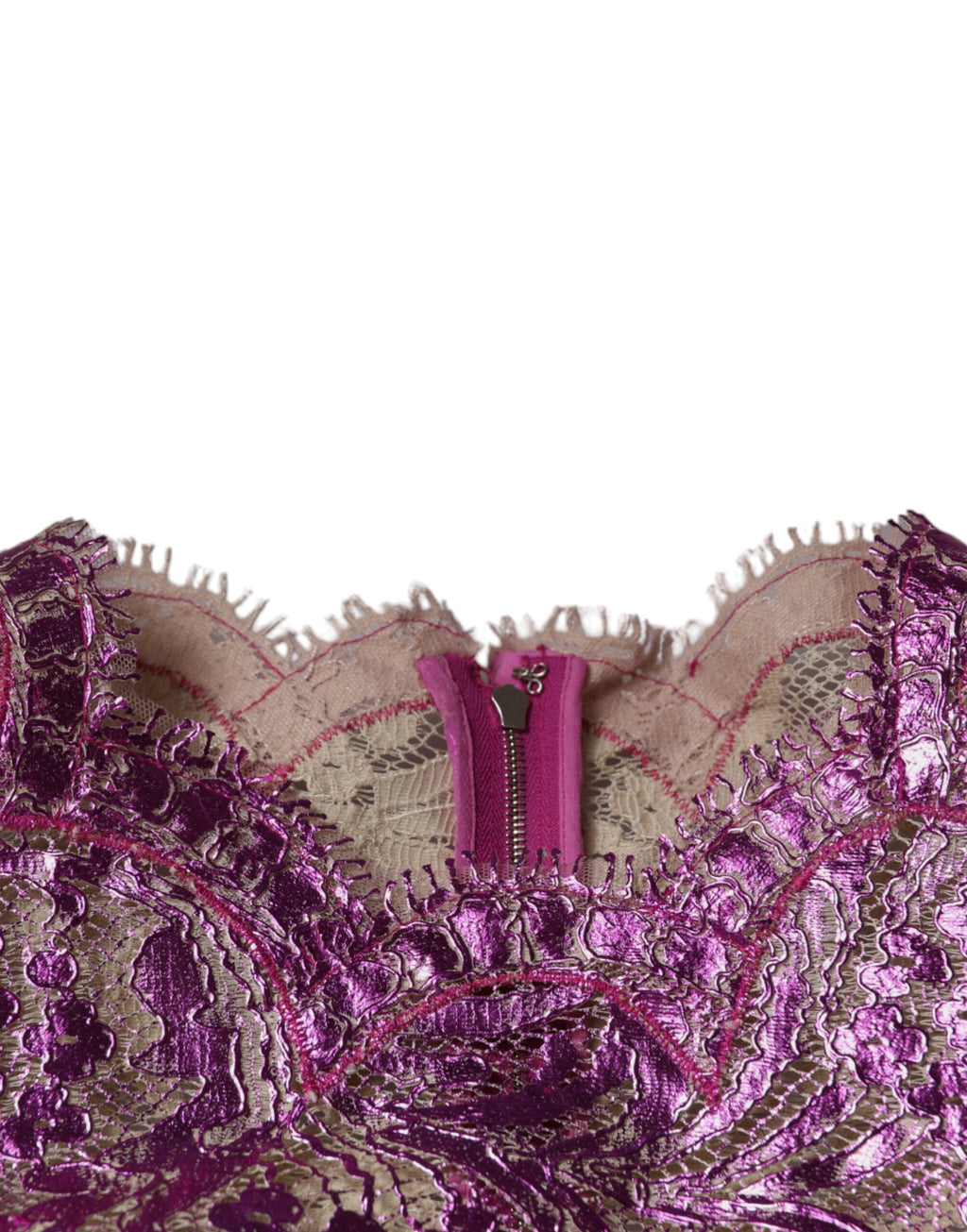 Mini-robe fourreau fleurie fuchsia métallisée Dolce &amp; Gabbana