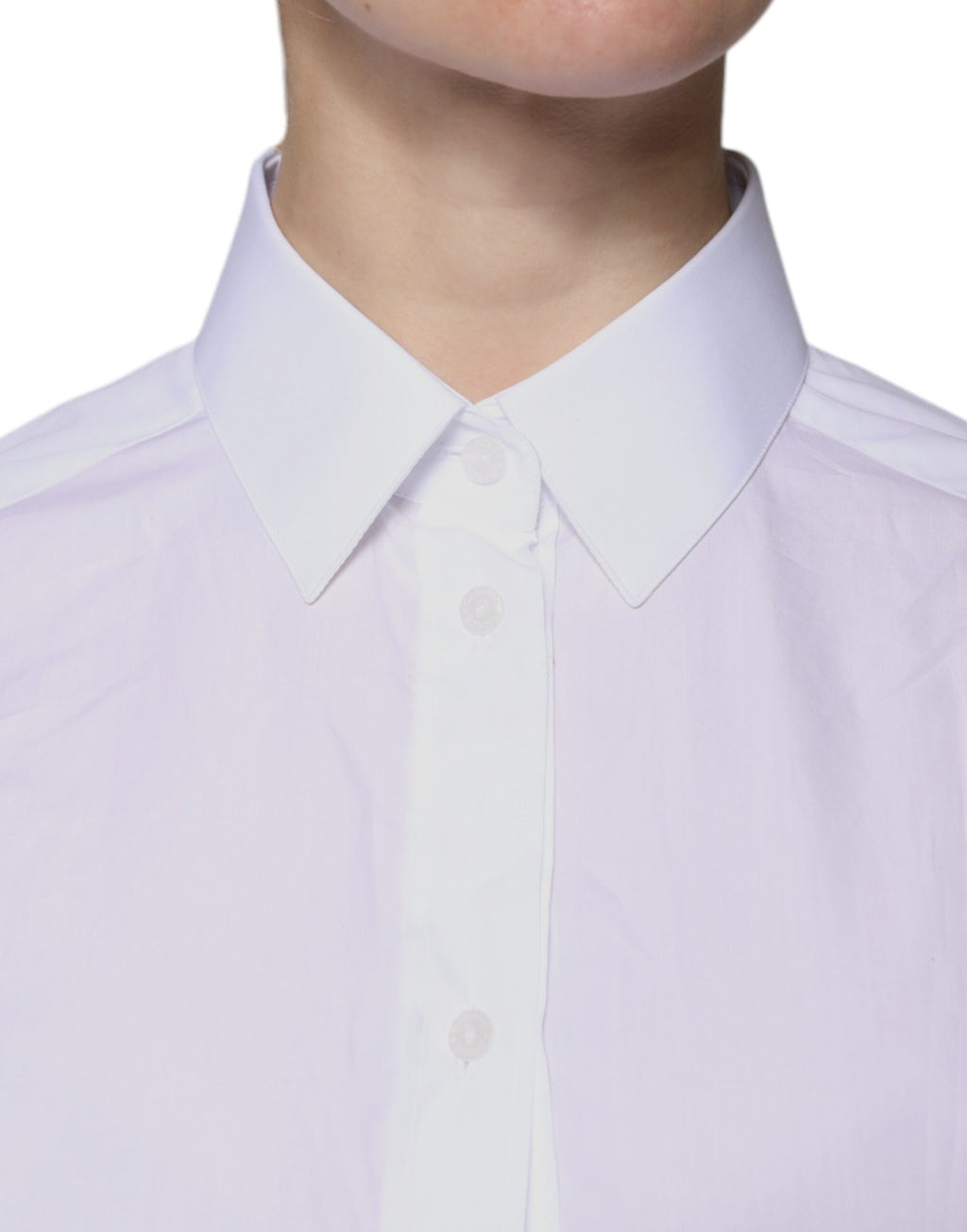 Dolce &amp; Gabbana - Haut chemise à manches longues en coton blanc avec col
