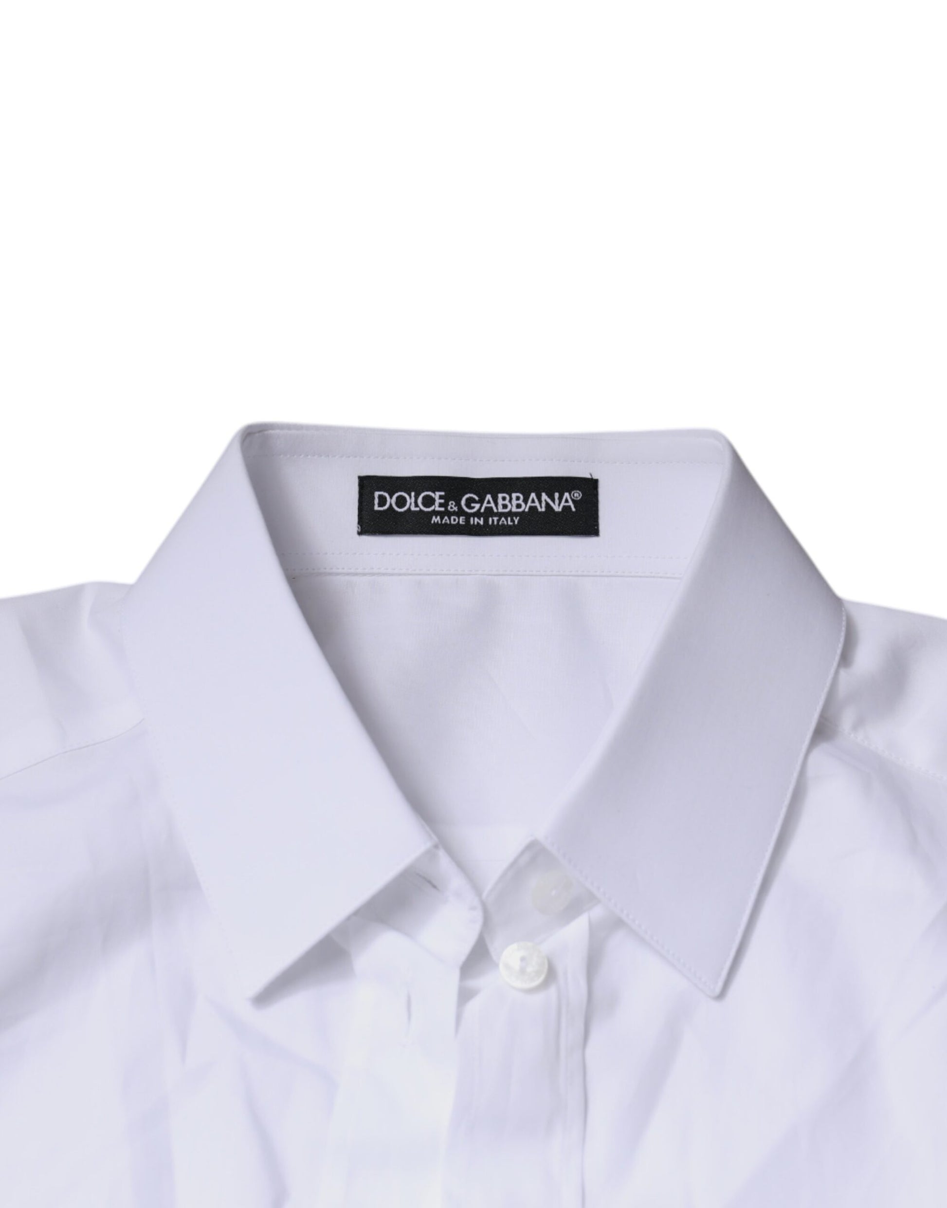 Dolce &amp; Gabbana - Haut chemise à manches longues en coton blanc avec col