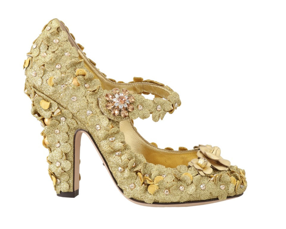 Escarpins Mary Jane Dolce &amp; Gabbana à fleurs et cristaux dorés
