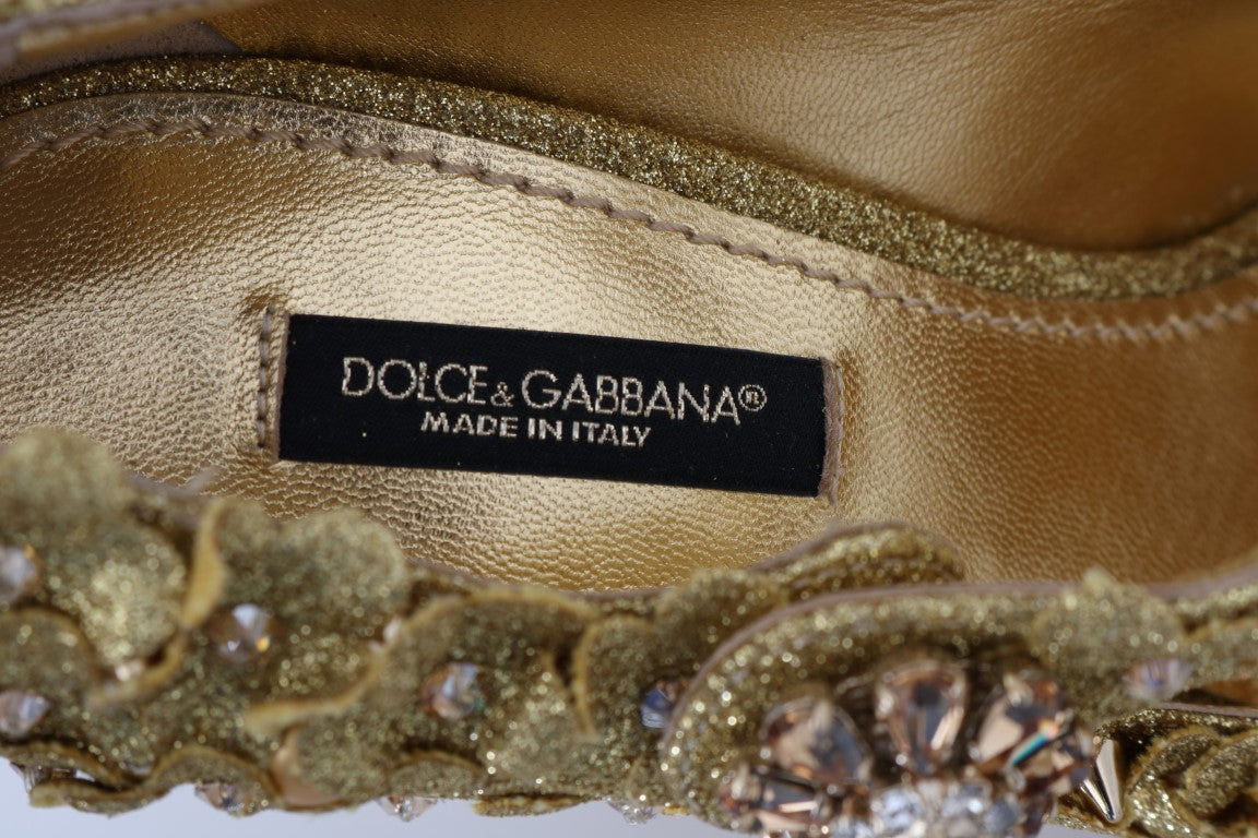 Escarpins Mary Jane Dolce &amp; Gabbana à fleurs et cristaux dorés