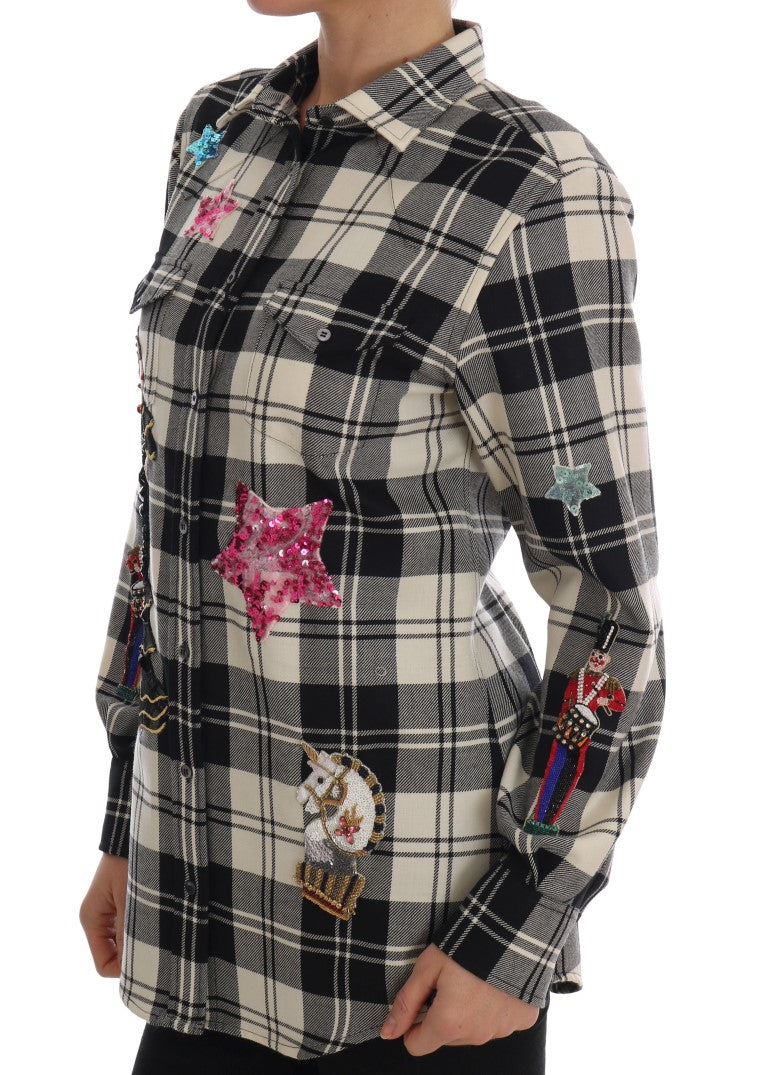 Chemise Dolce &amp; Gabbana noire et blanche à cristaux Fairy Tale