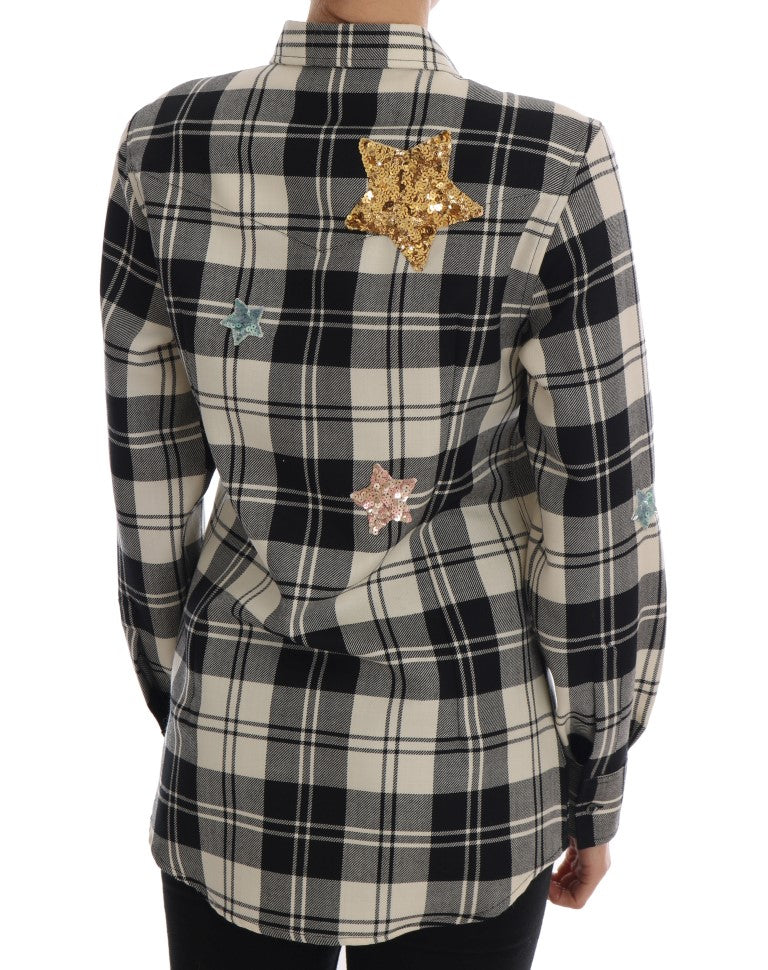 Chemise Dolce &amp; Gabbana noire et blanche à cristaux Fairy Tale