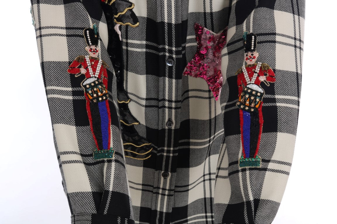 Chemise Dolce &amp; Gabbana noire et blanche à cristaux Fairy Tale