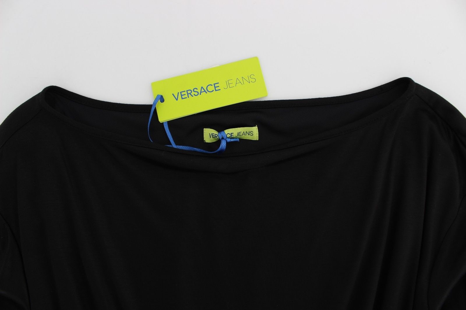 Robe droite en soie modale noire Versace Jeans