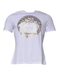 T-shirt ras du cou en coton blanc à imprimé Medusa Versace