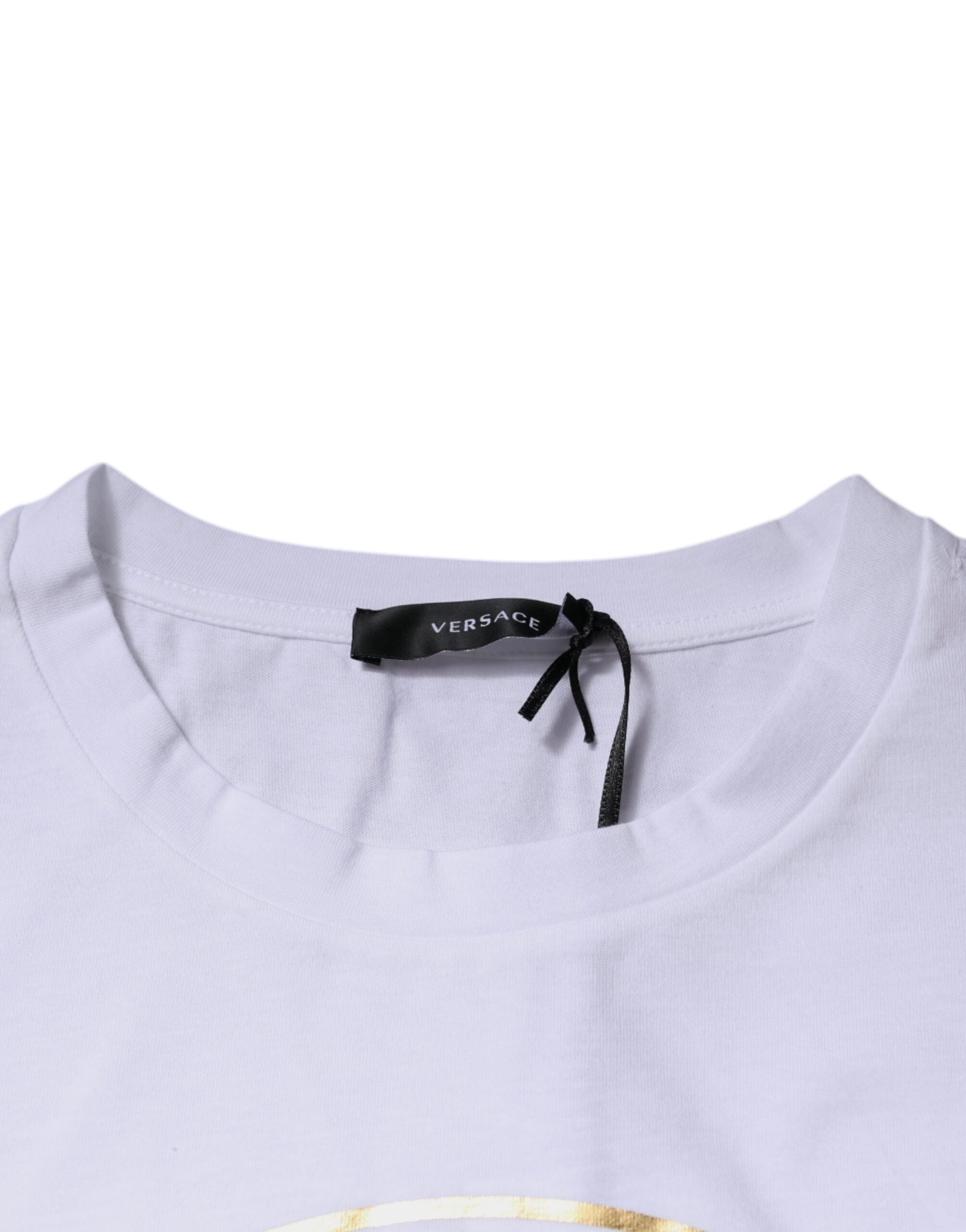 T-shirt ras du cou en coton blanc à imprimé Medusa Versace
