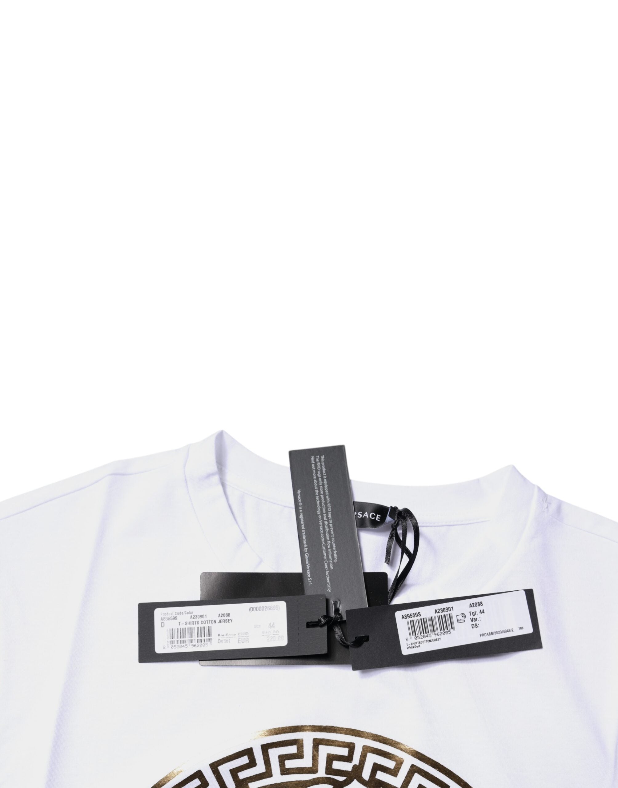 T-shirt ras du cou en coton blanc à imprimé Medusa Versace