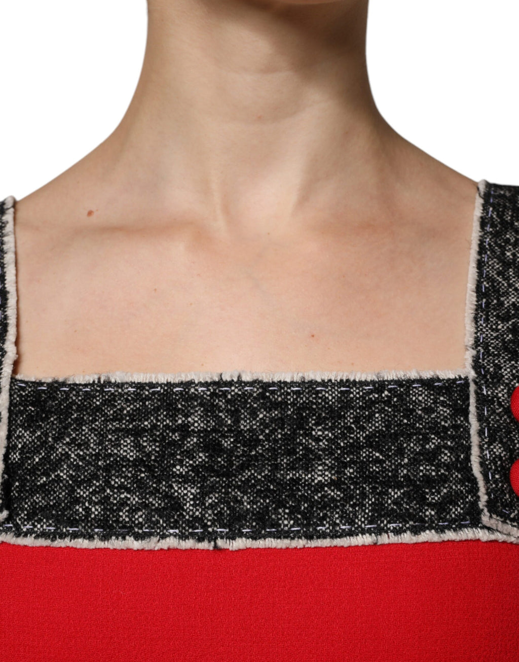 Robe courte évasée trapèze sans manches en laine rouge Dolce &amp; Gabbana