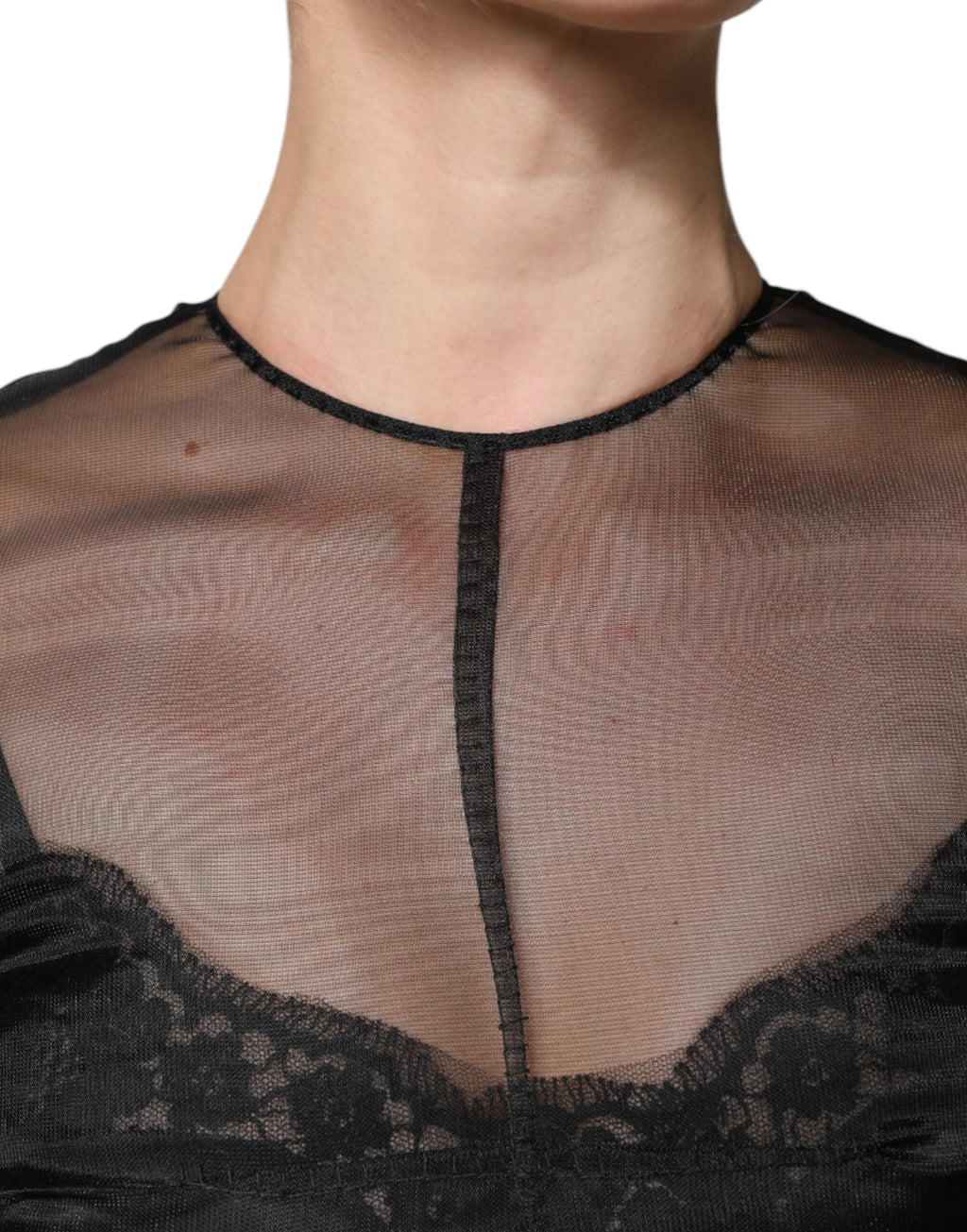 Robe de cocktail mi-longue trapèze en tulle noir Dolce &amp; Gabbana